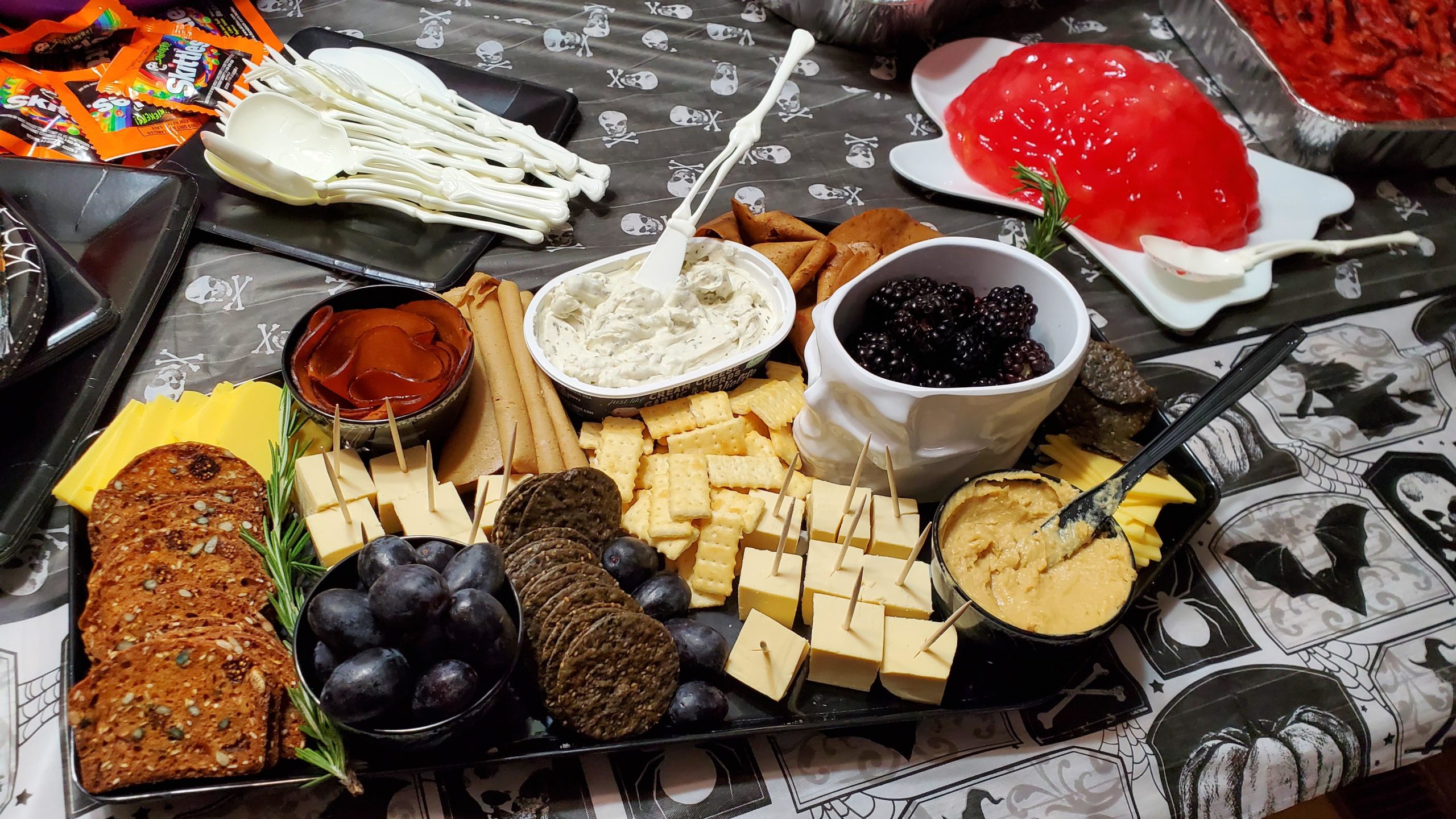 Gothic charcuterie board for Halloween Dining and Cooking