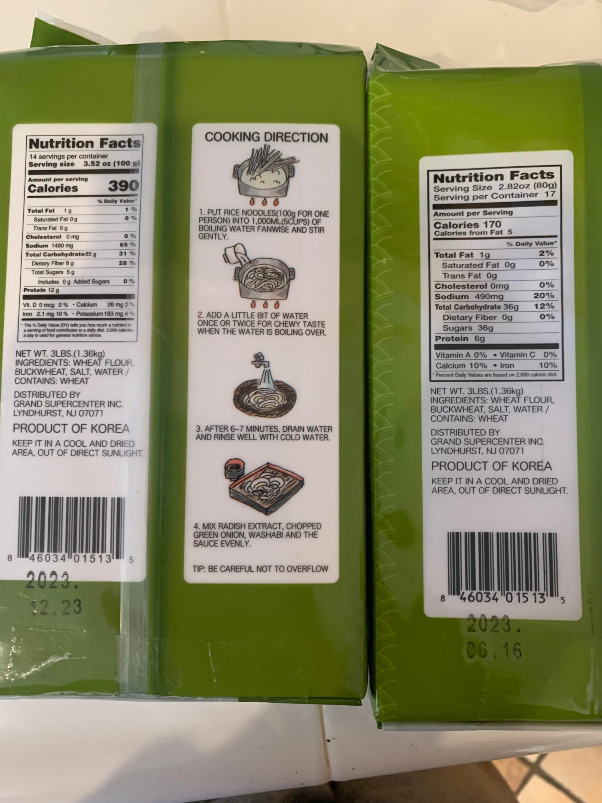 I have 2 packs of the same noodles with different calorie counts. Which