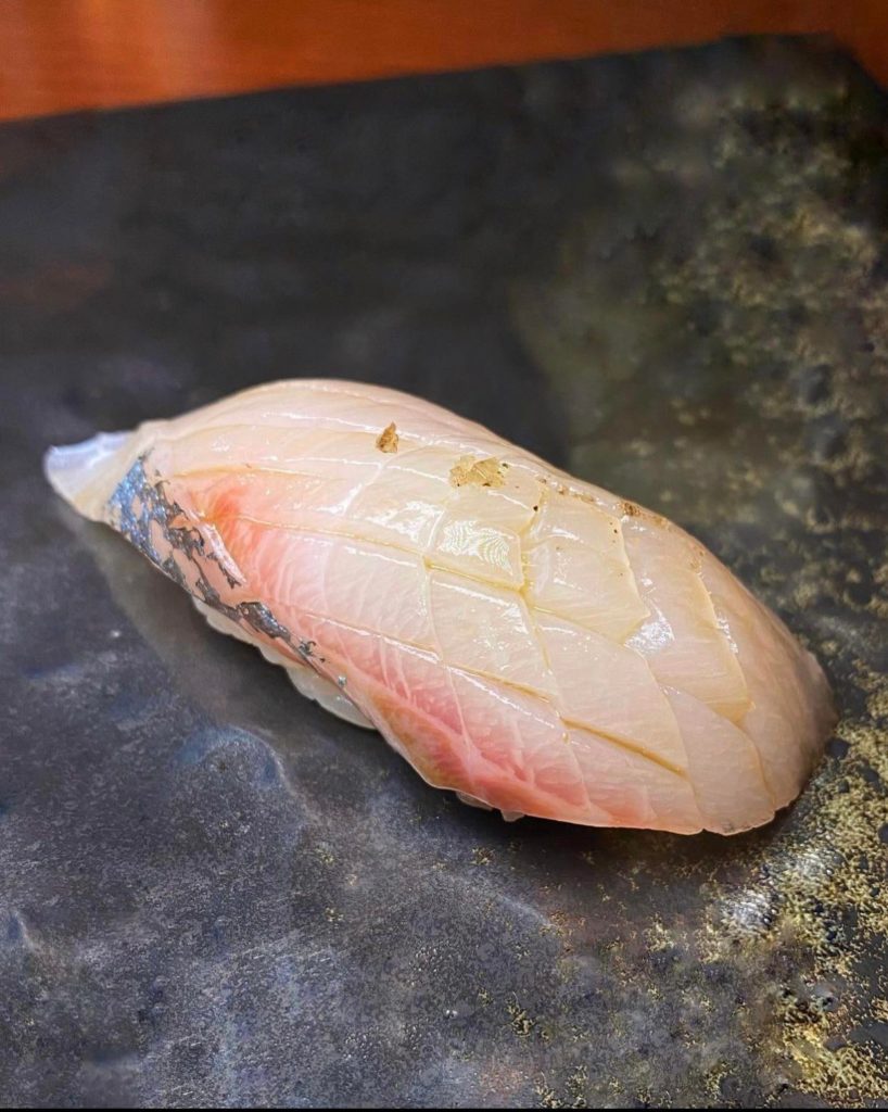 Striped Jack (Shima Aji), one of the best textures and a subtle sweet finish