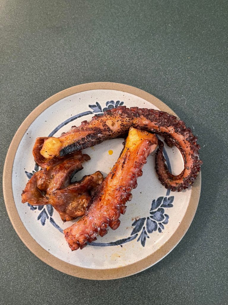 Air fried octopus