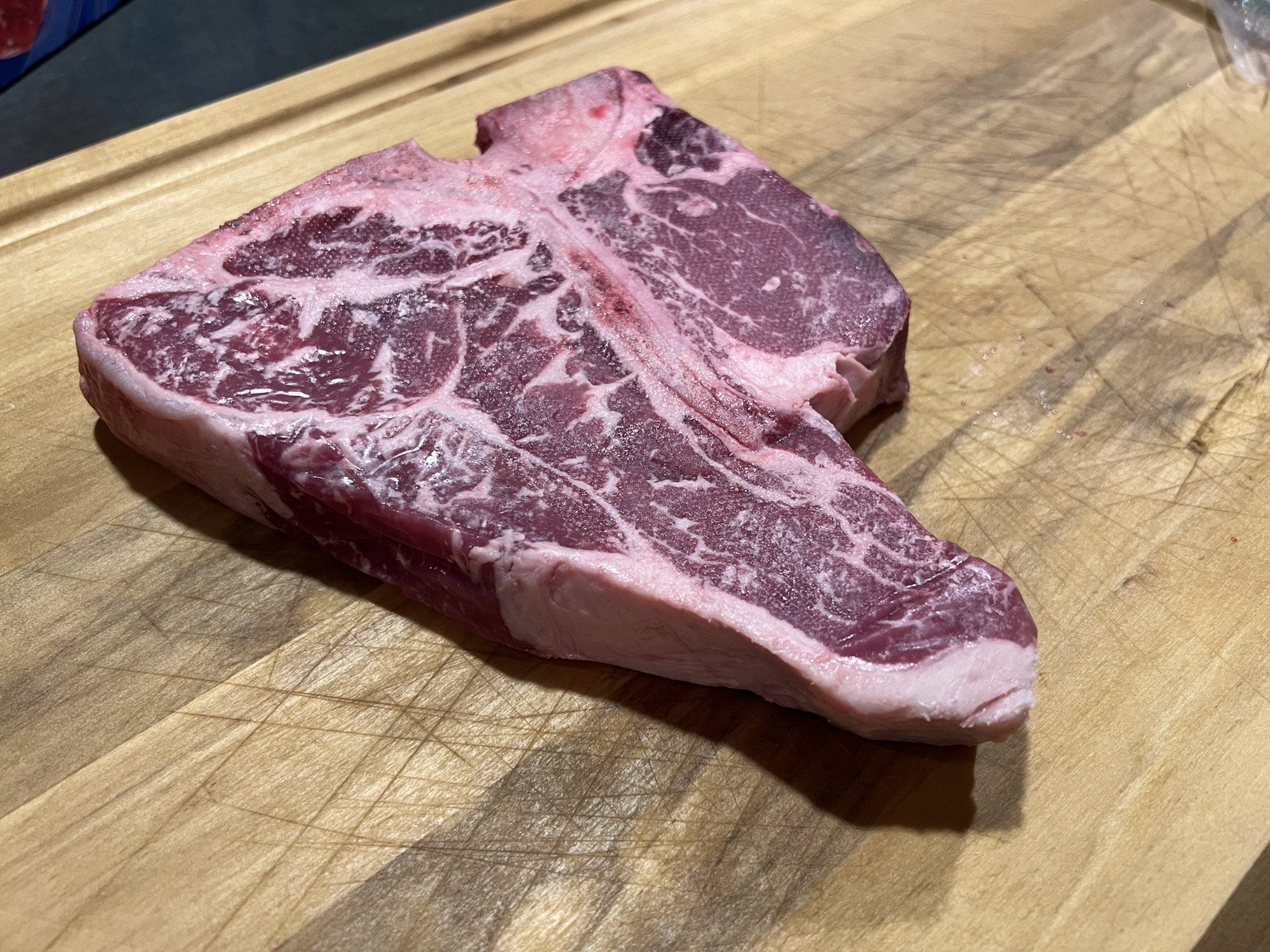 Dry aged porterhouse. Sous vide for 230 at 132° and finished on cast