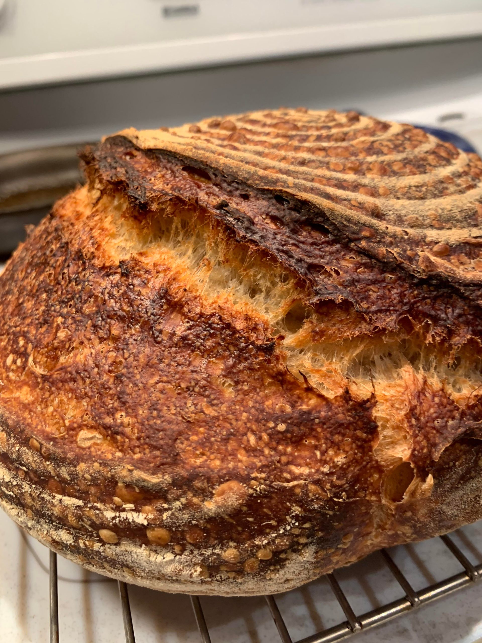 First in a while! 75 hydration. 90 AP + 10 rye flour Dining and Cooking