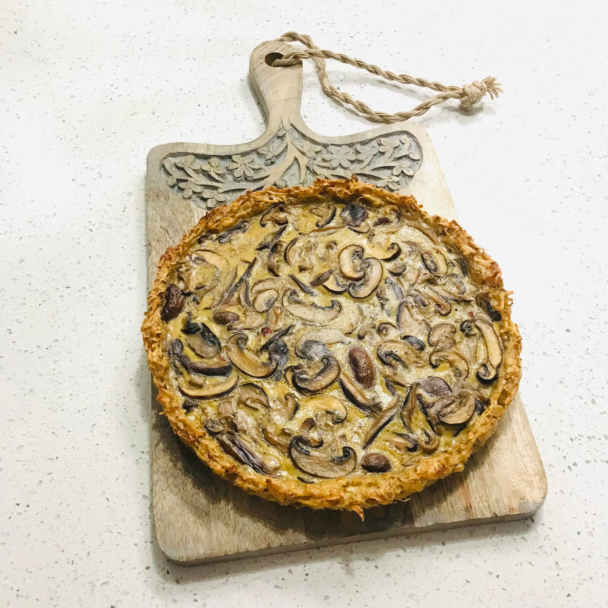 Shiitake and Portbello mushroom tart with gruyere and truffle goat