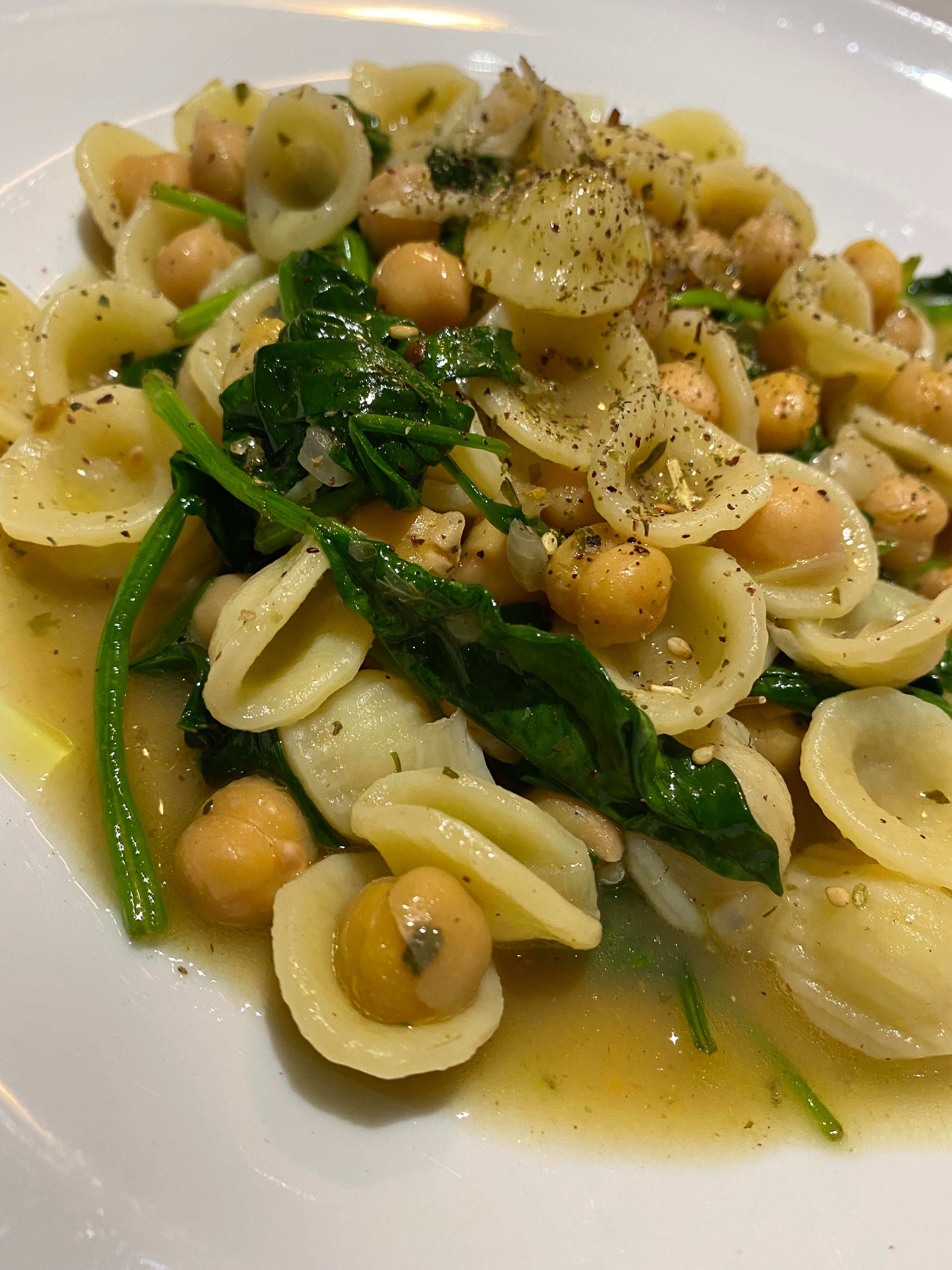 Orecchiette with an anchovy/chickpeas/spinach/za’atar Dining and Cooking