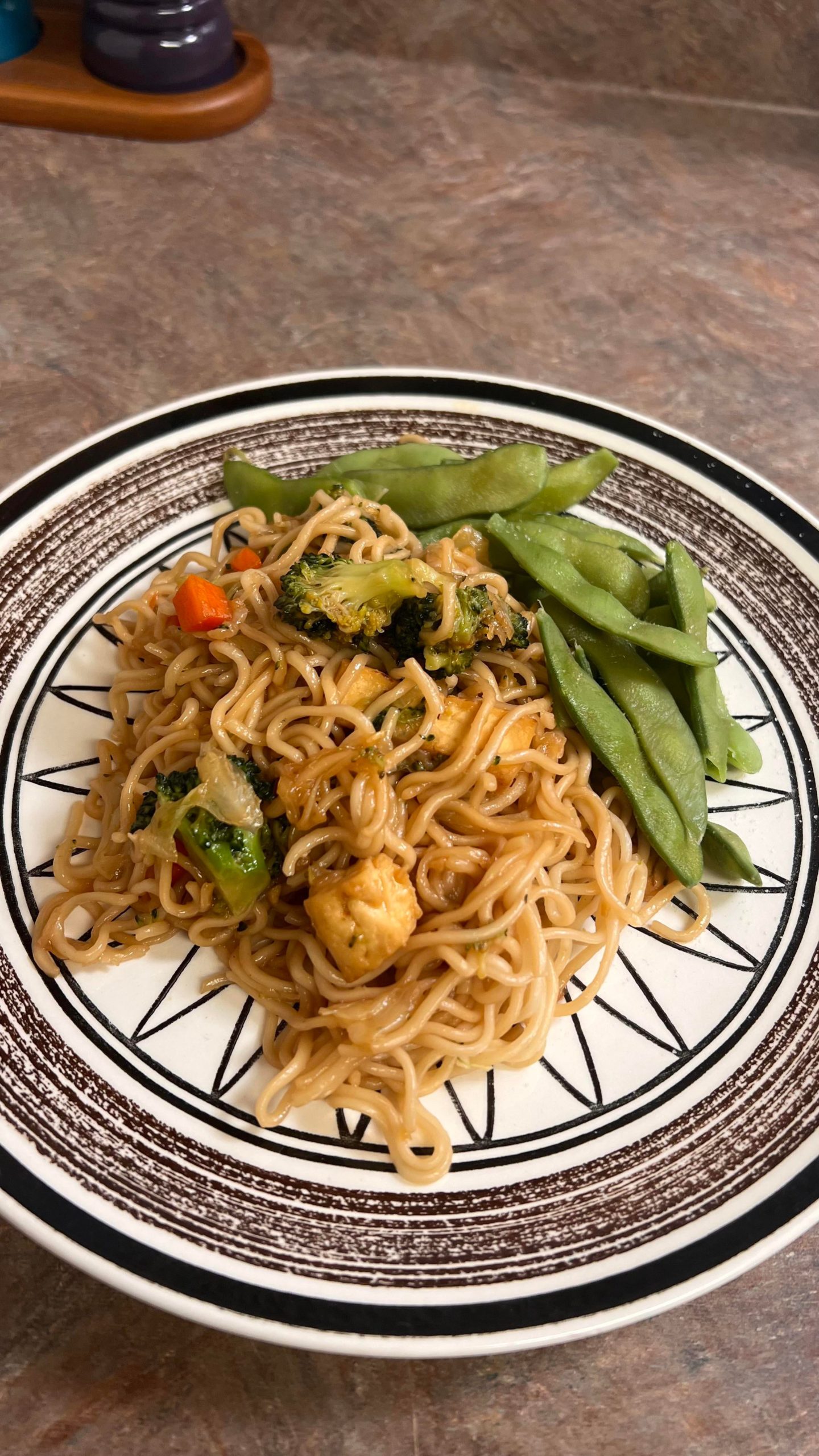 Tofu Yakisoba noodles with edamame Dining and Cooking