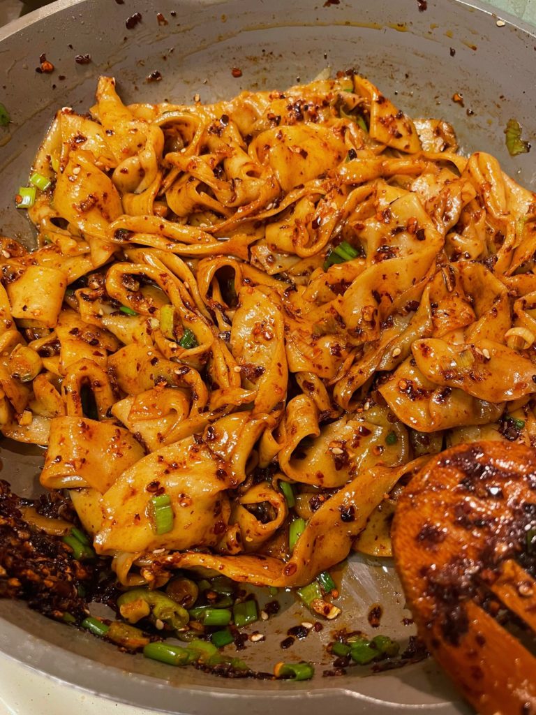 Spicy Szechuan noodles with garlic chili oil
