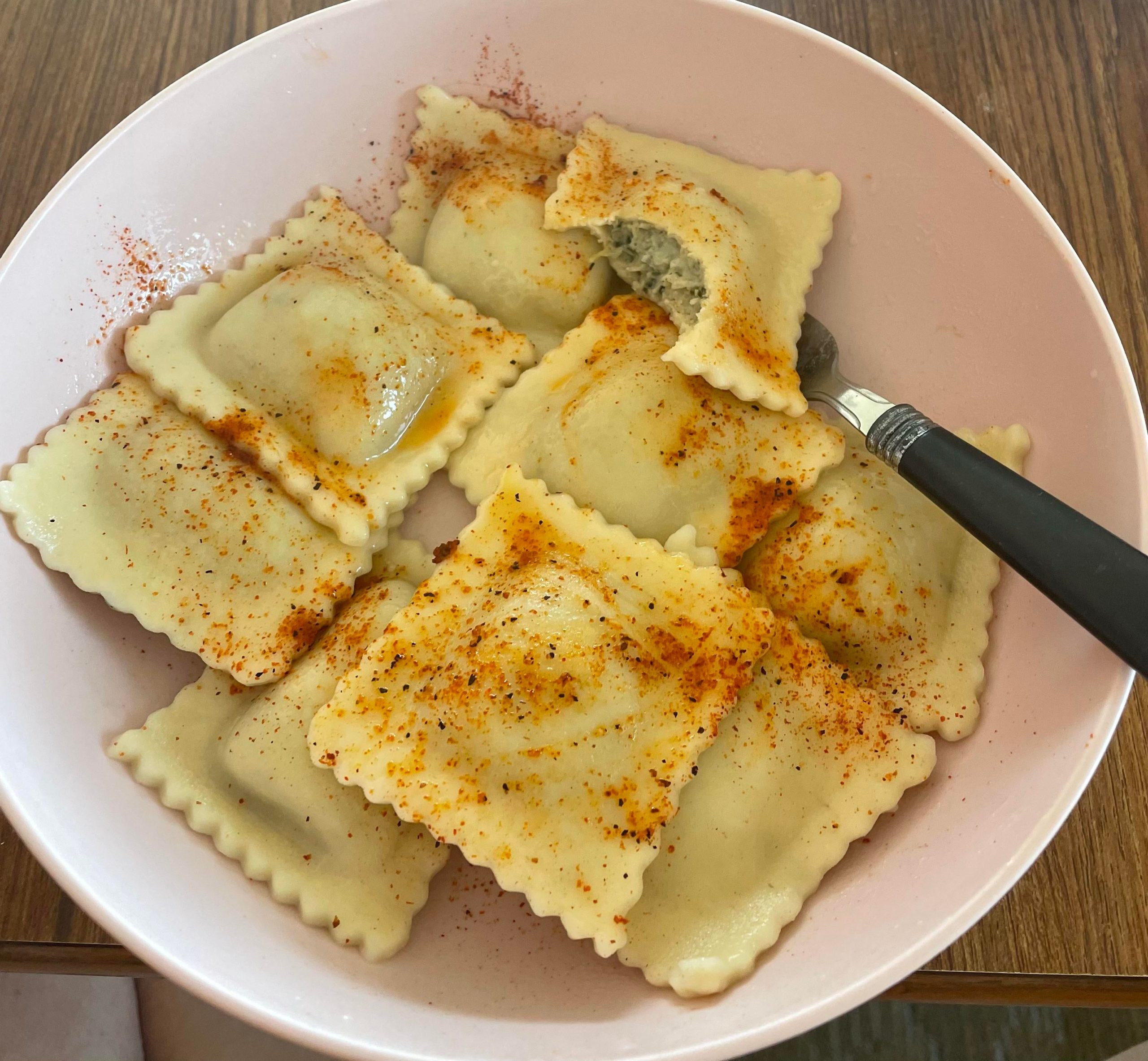 gluten + dairy free ravioli from wegmans for only 350 cal! it made me