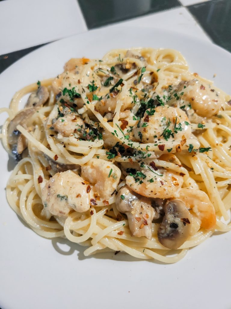 Creamy Shrimp and Mushroom pasta.