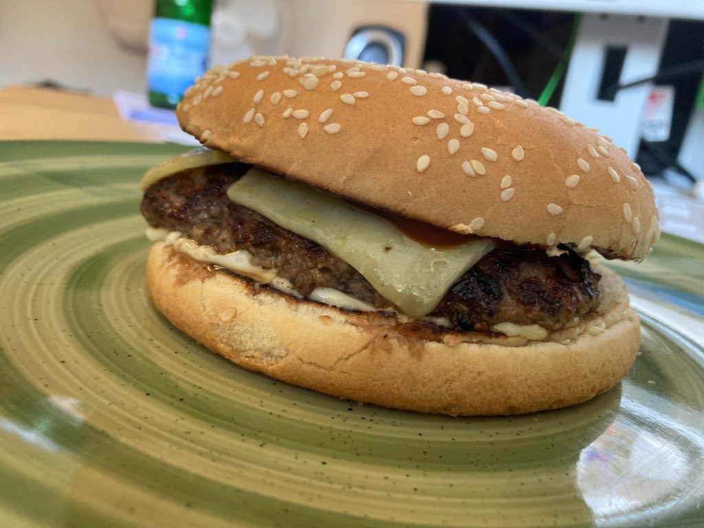Just a cheeseburger with bbq-sauce
