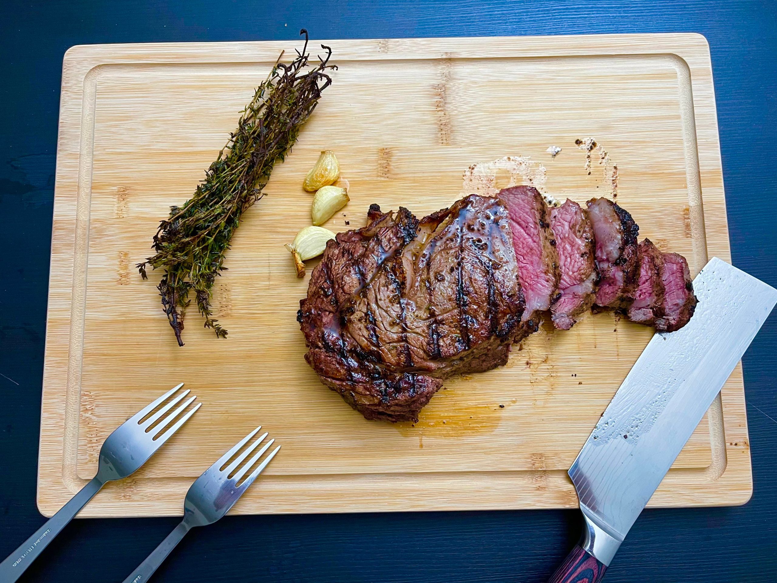 Prime ribeye, smoked with hickory wood chips. I could have done away