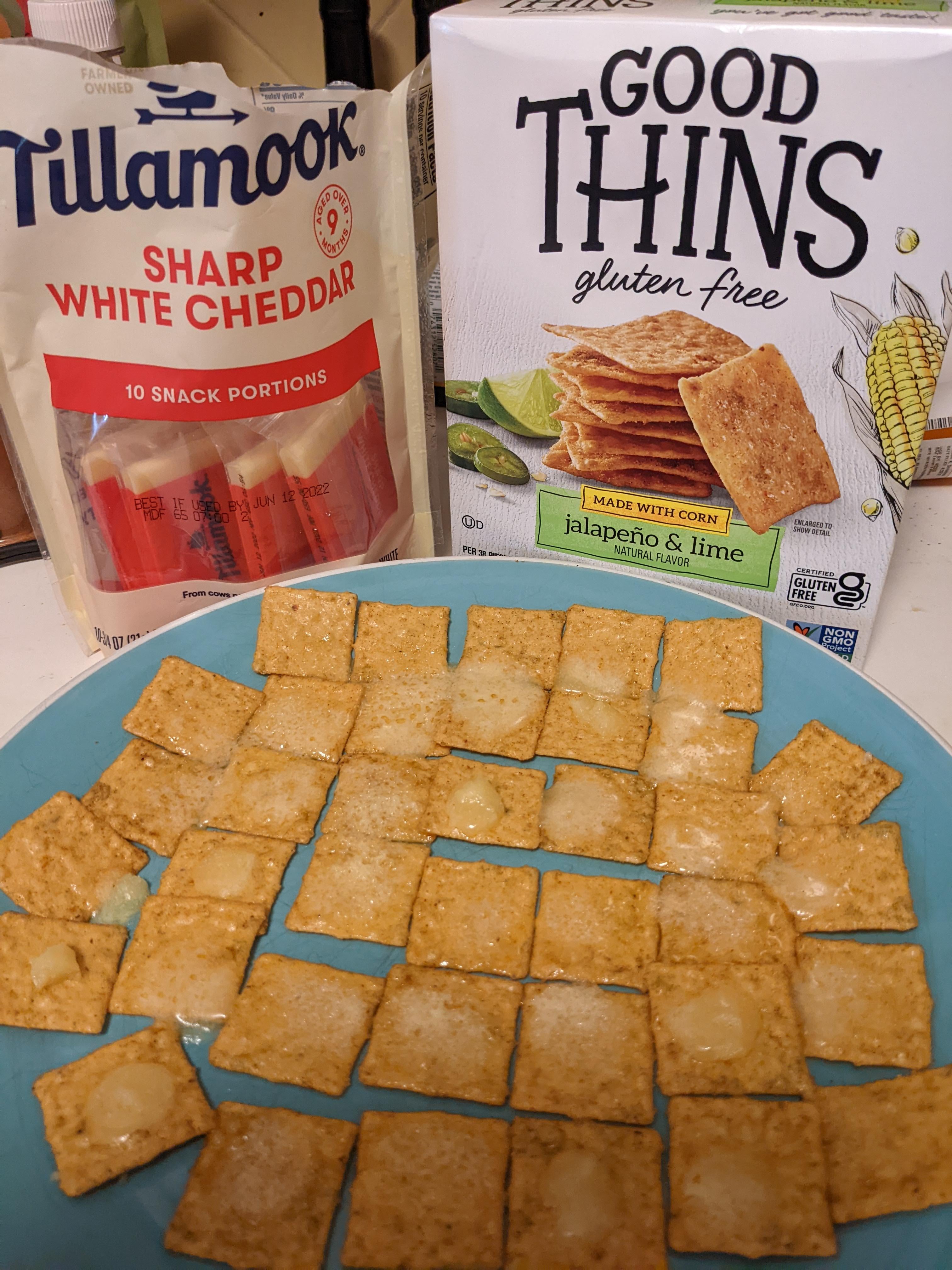 Lunch, aka satisfying my cheese and cracker craving for 210 calories. I