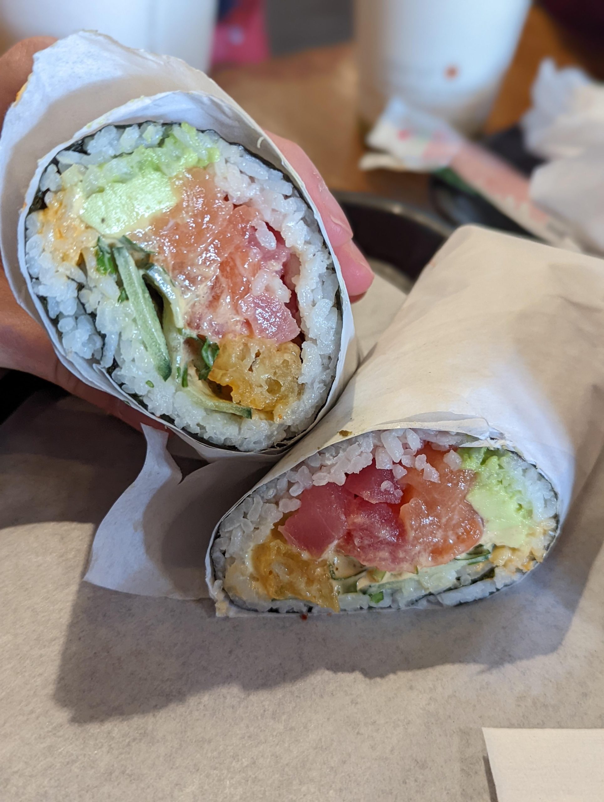 Sushi Burrito Lion King Roll Ahi Tuna, Salmon, Shrimp Tempura