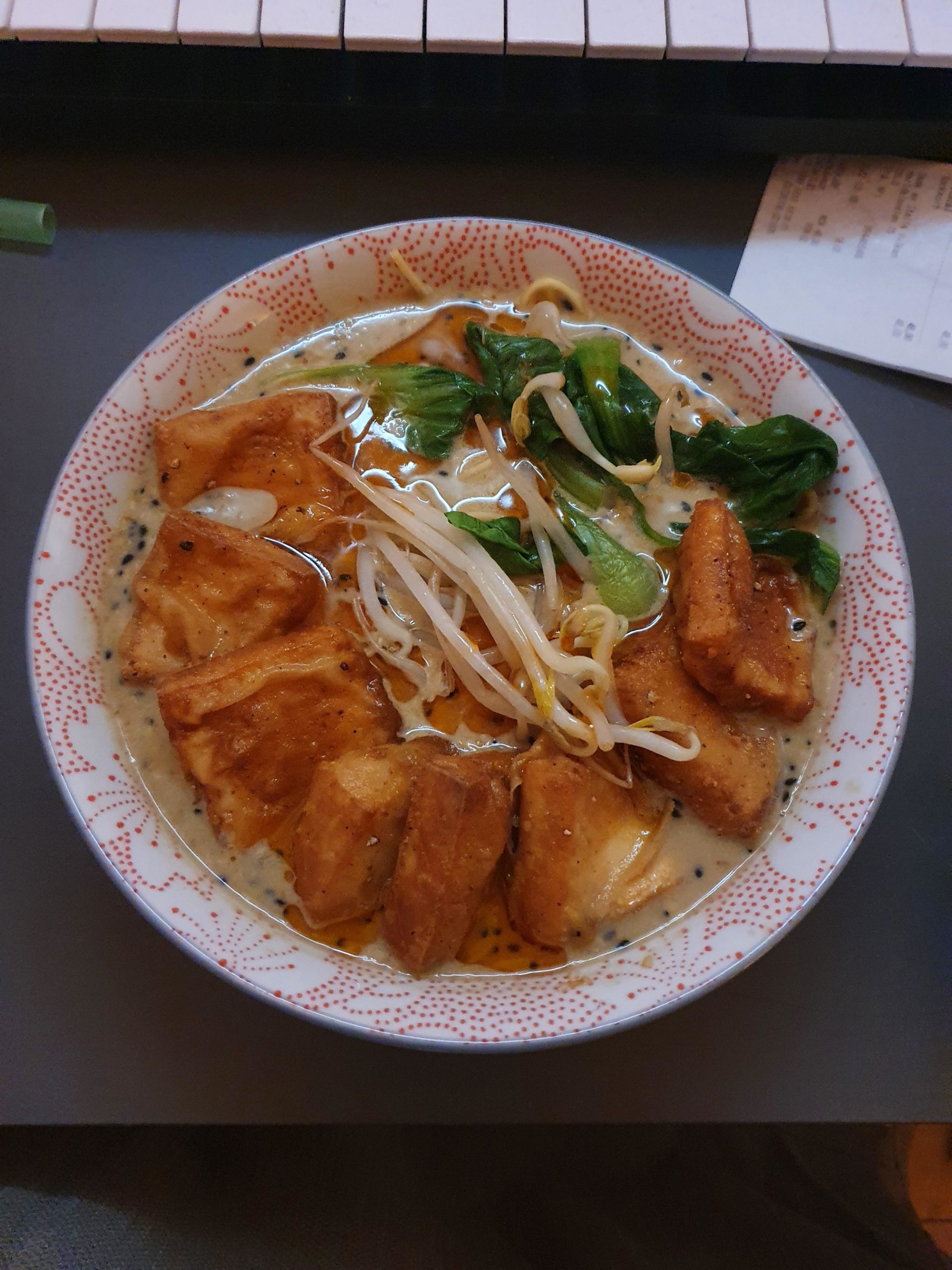 Vegan tantanmen ramen with (a whole lot of) karaage fried tofu