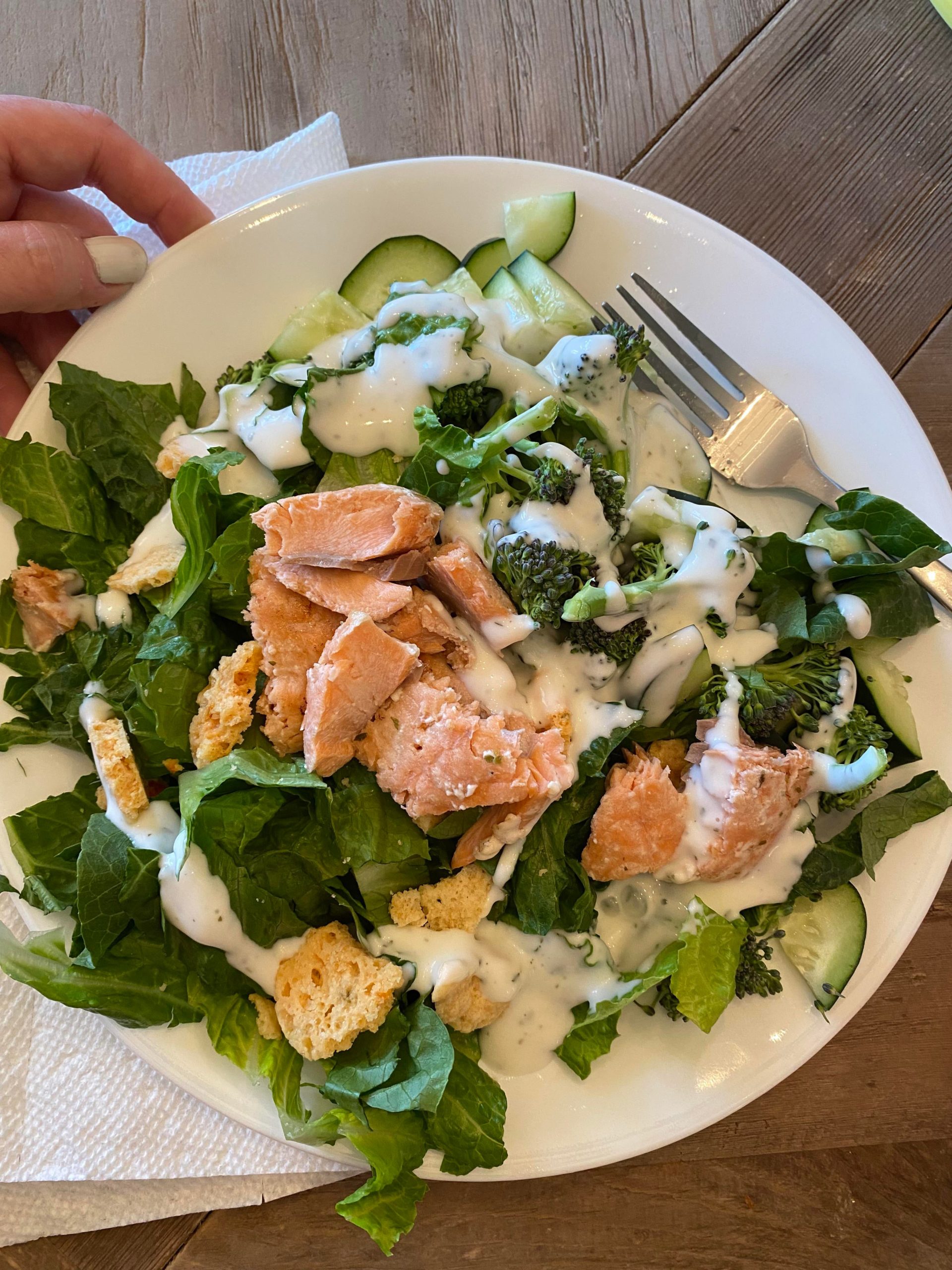 Dinner. Not sure how many calories but it’s so good. Cucumbers