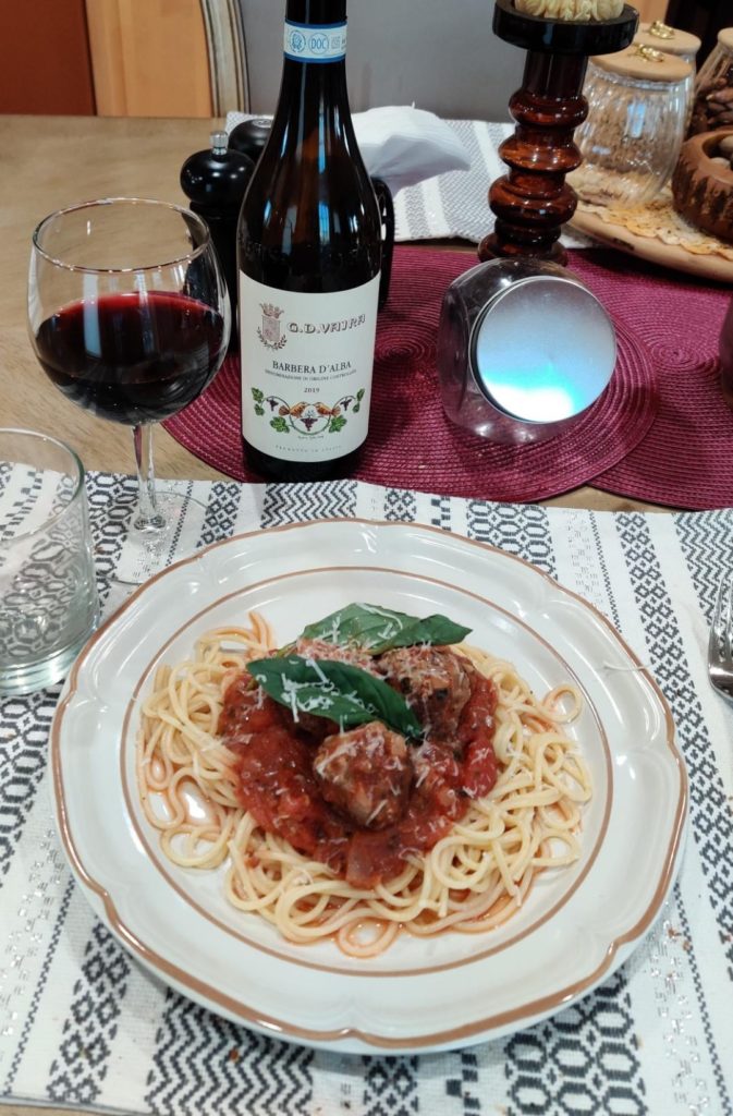 First try at meatballs. So I made authentic Italian spaghetti and meatballs with Italian wine!