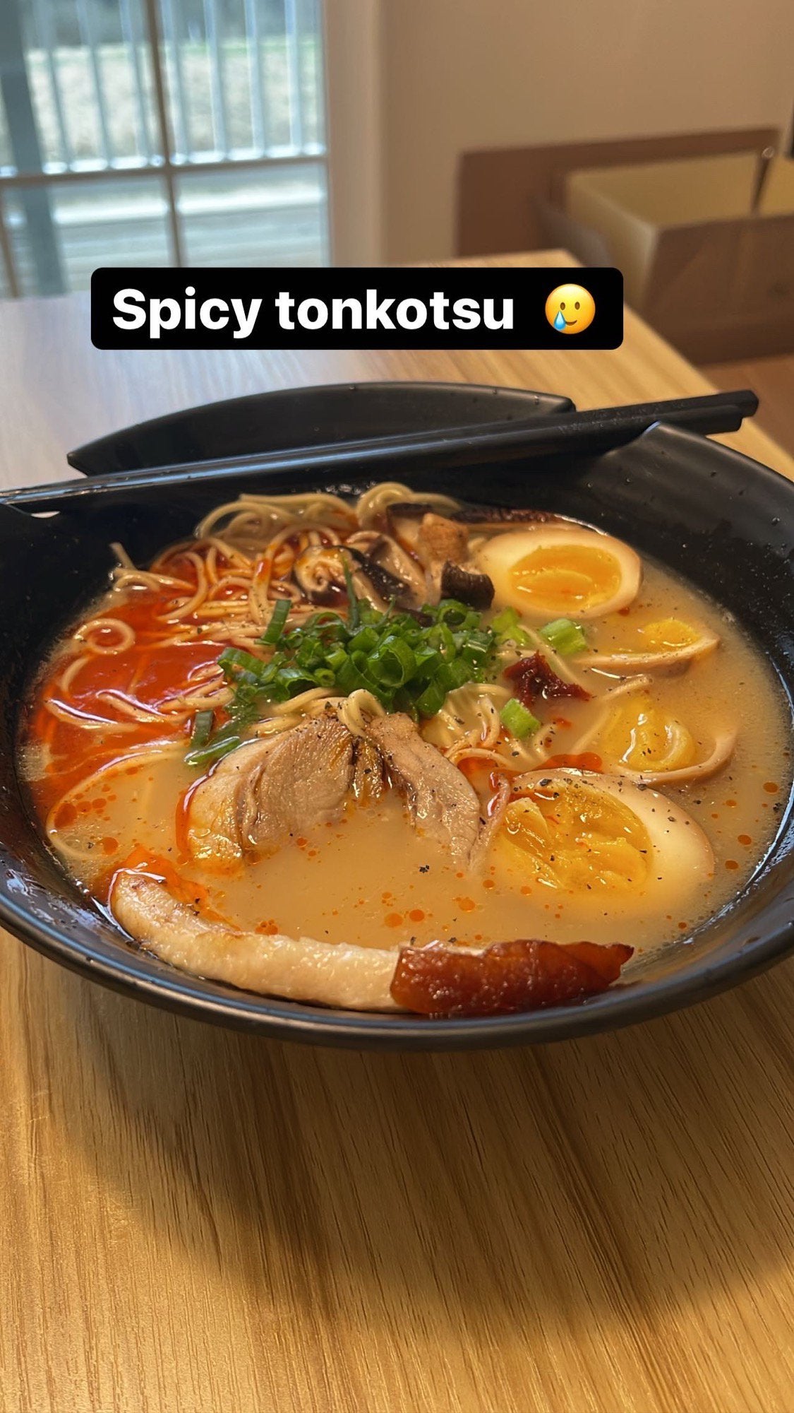 First attempt at tonkotsu ramen with a shoyu rare and homemade spicy