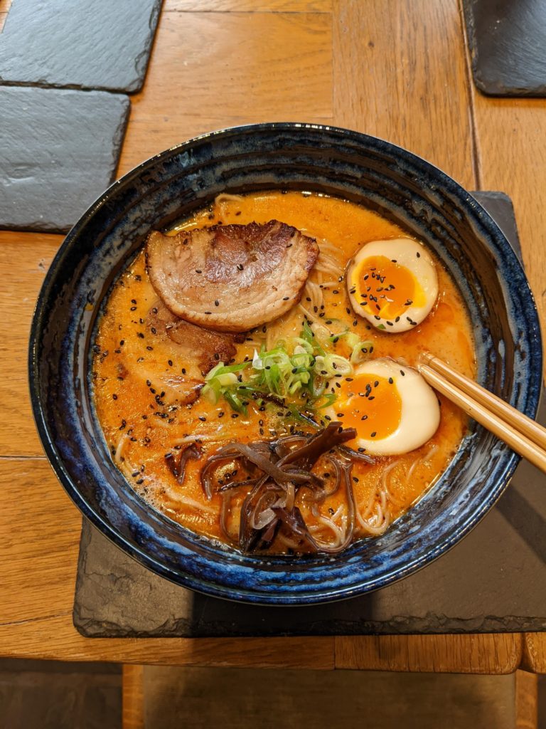 Sunset red tonkotsu kit from Matsudai Ramen, Cardiff
