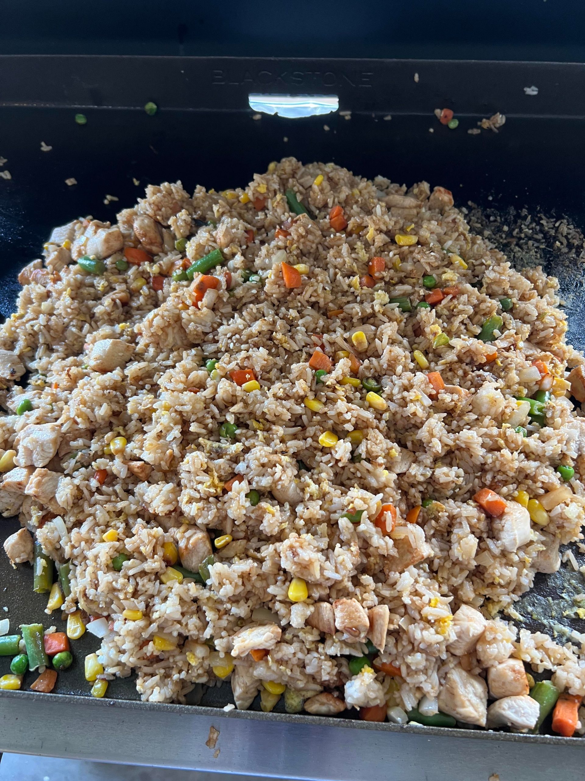 Tried my hand at fried rice on my new Blackstone griddle. Came out