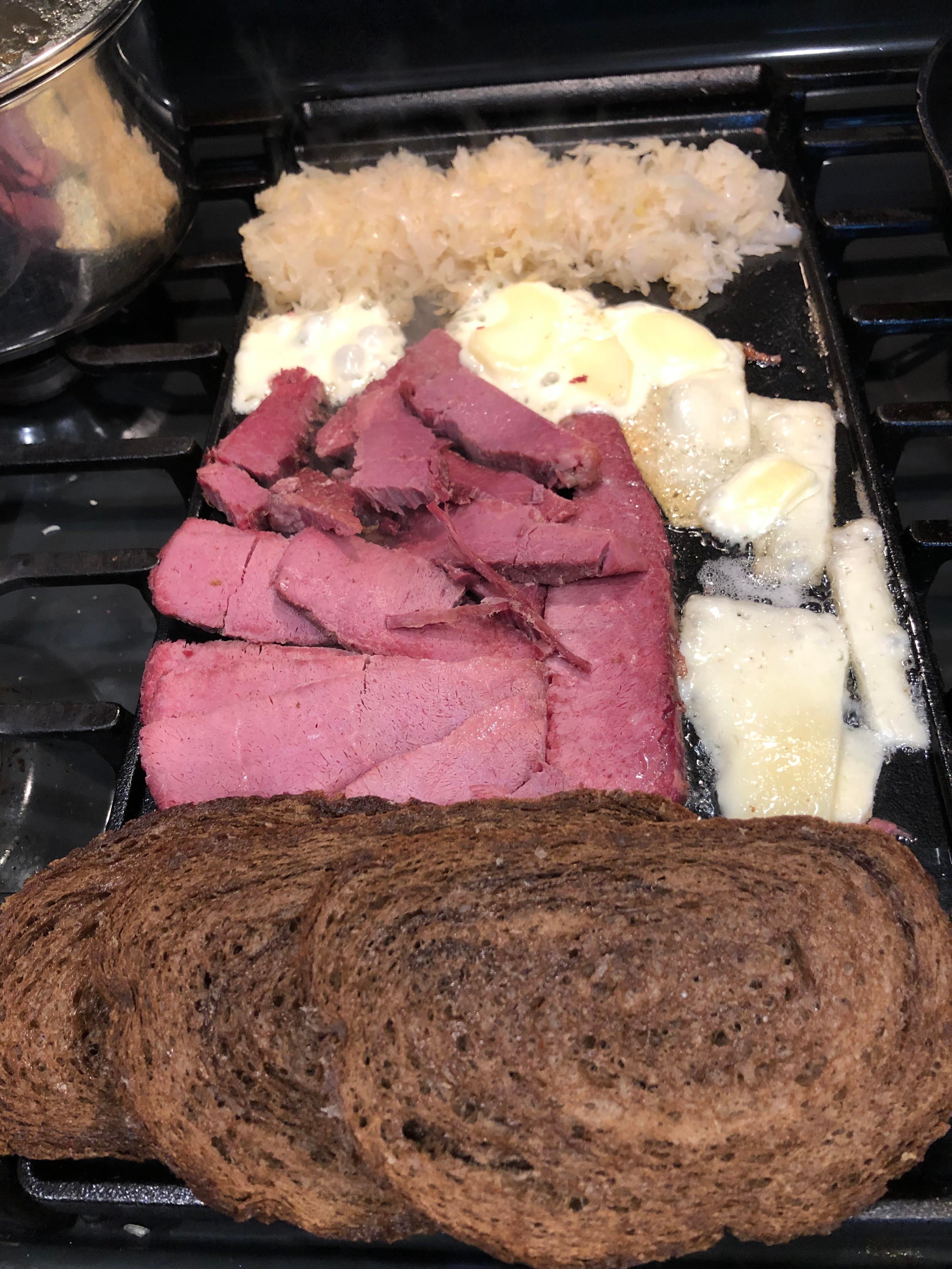 Reubens on the cast iron griddle. Dining and Cooking