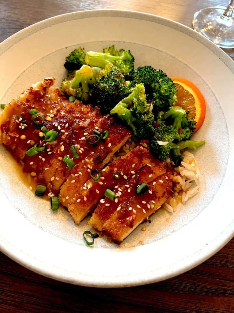 crispy orange (panko) chicken & broccoli [OC]