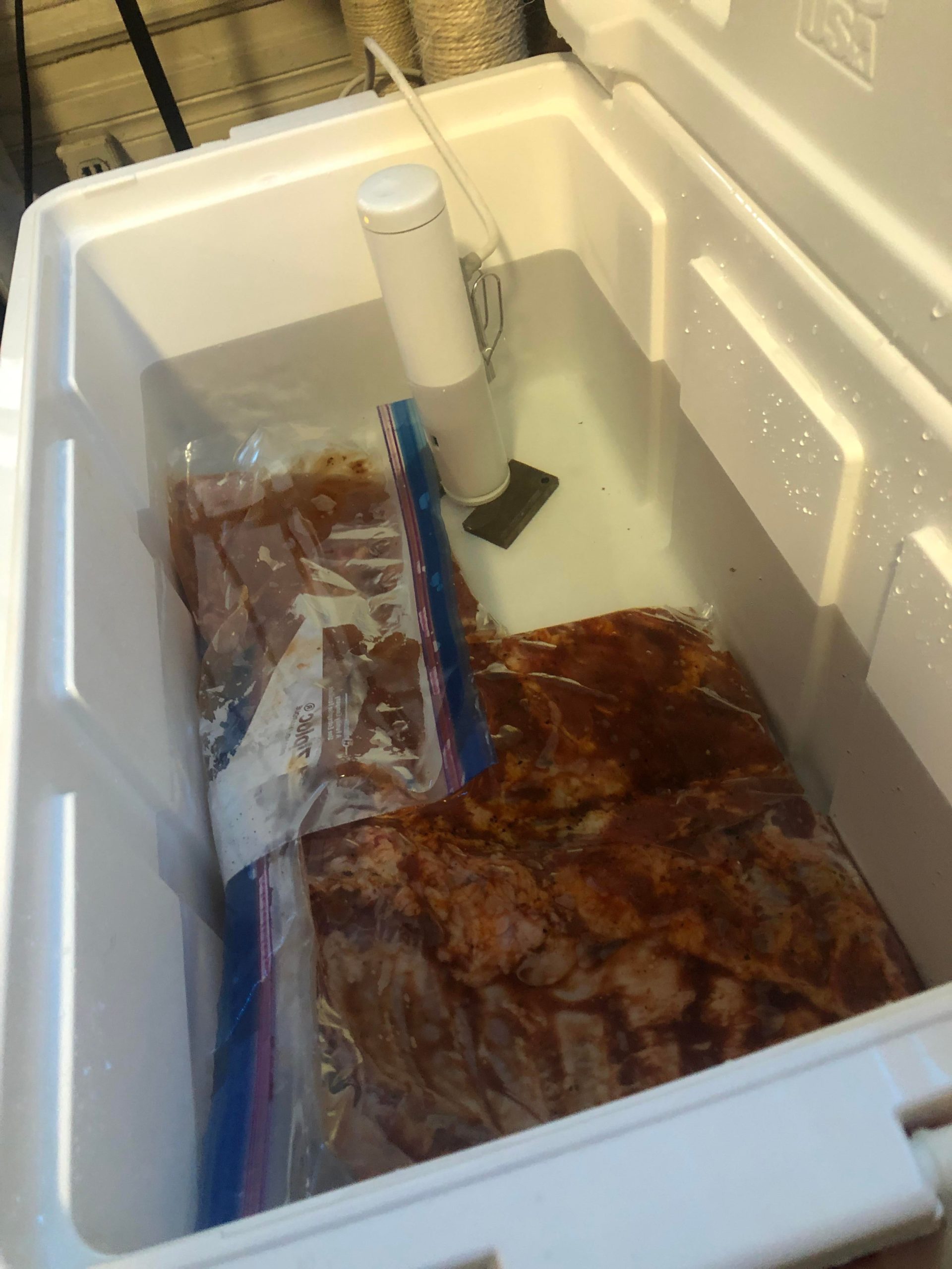 Costco ribs in the water for 24 hours. Going to finish them on the