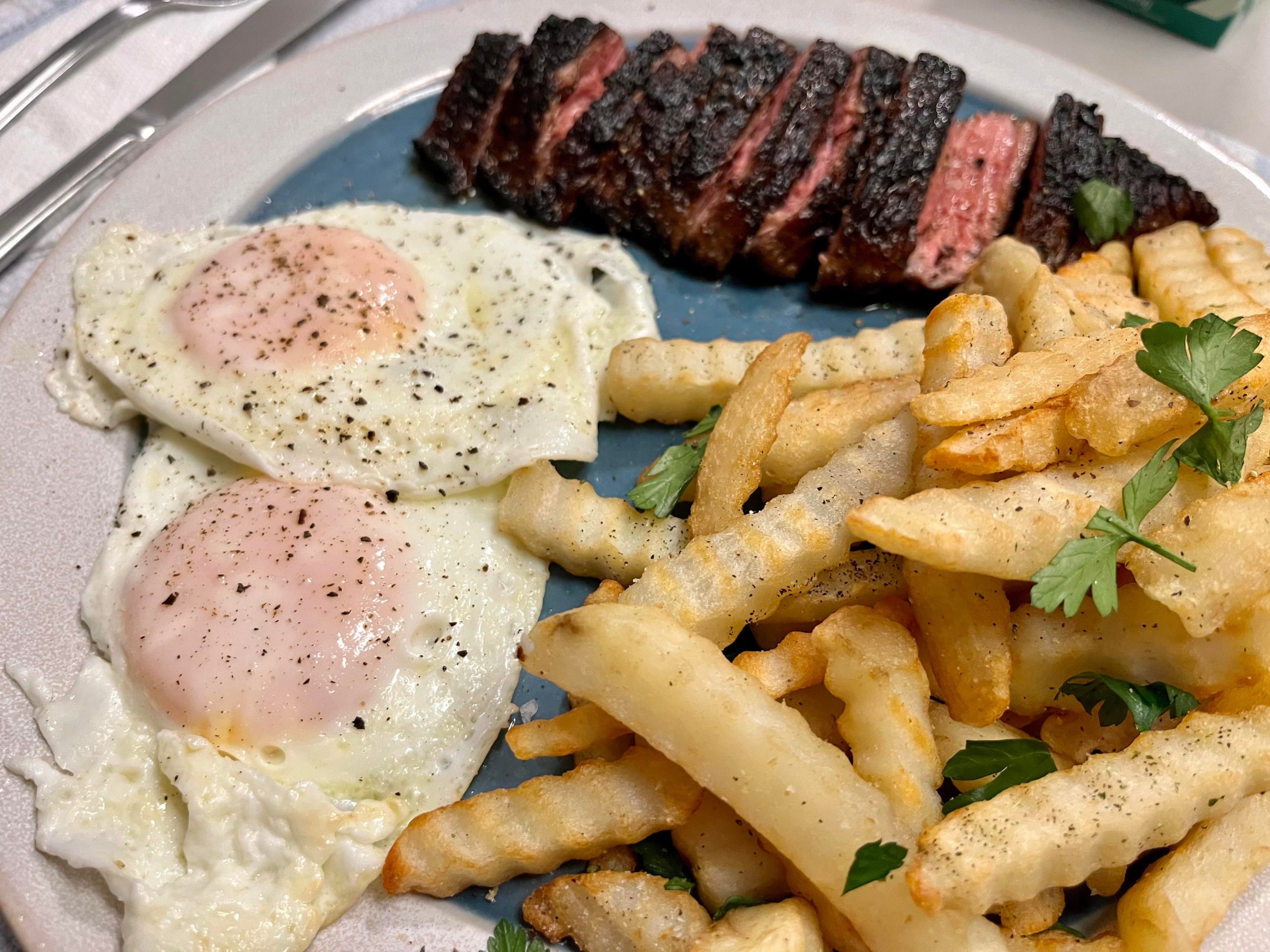 Steak and eggs (flank and frites) Dining and Cooking