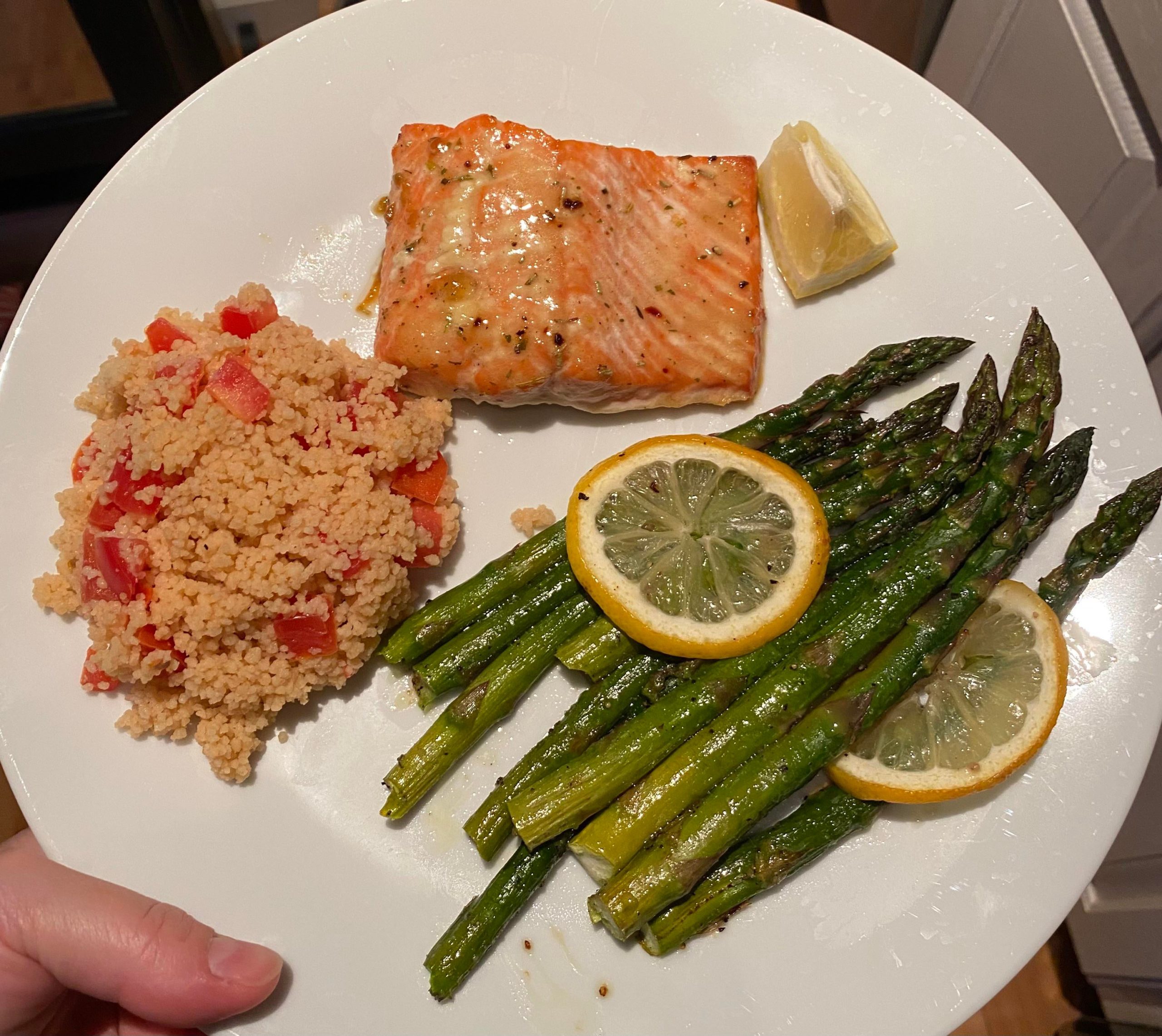 Celebrating the long weekend honey mustard glazed salmon, roasted