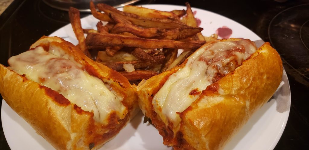 Meatball sub with air fryer fries