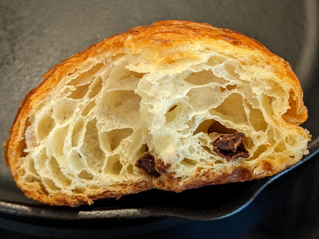 I think a half eaten croissant looks better than one cut in half. Your opinion?