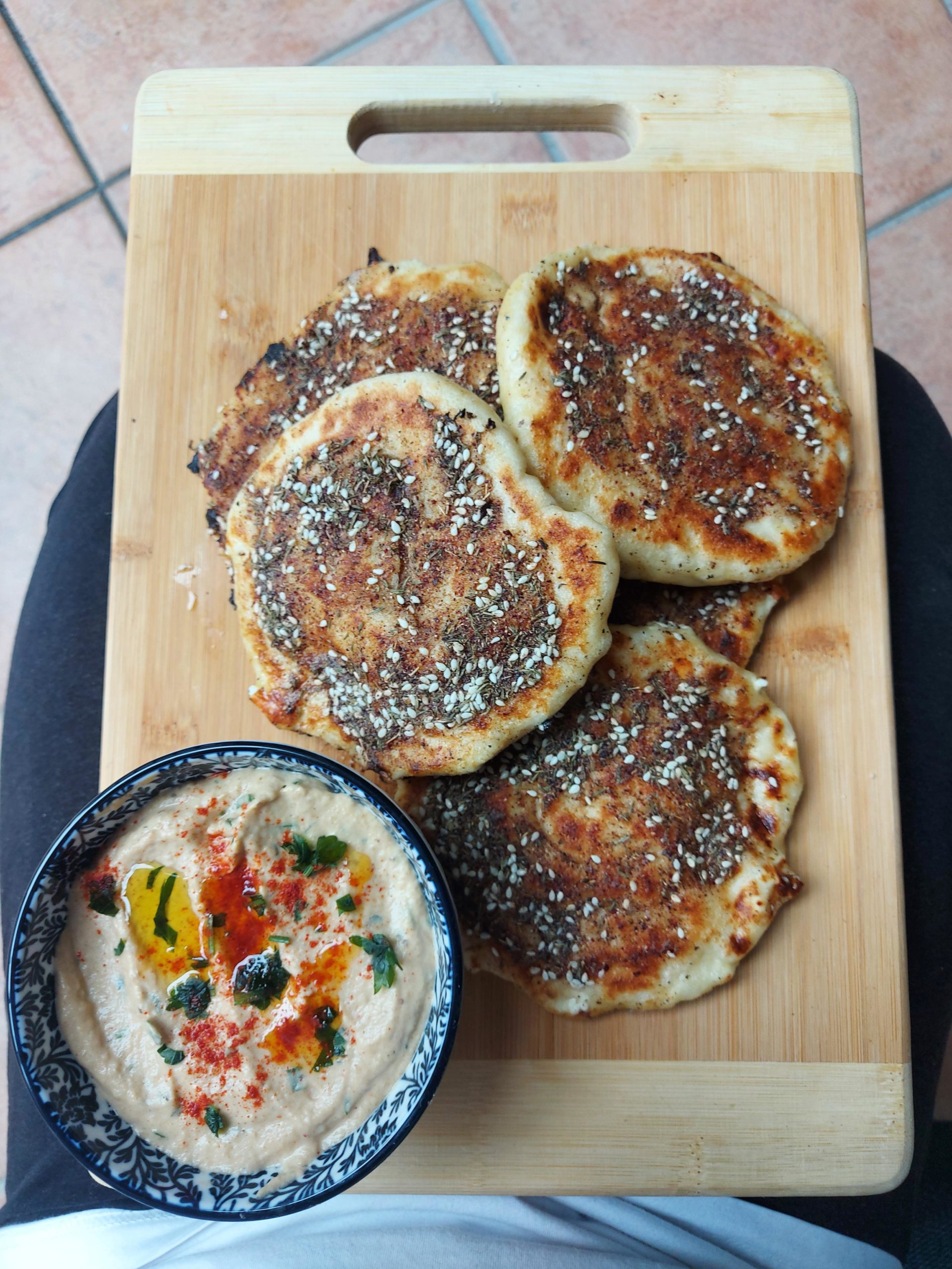 It's a sticky mess of a dough but it's so worth it feta za'atar
