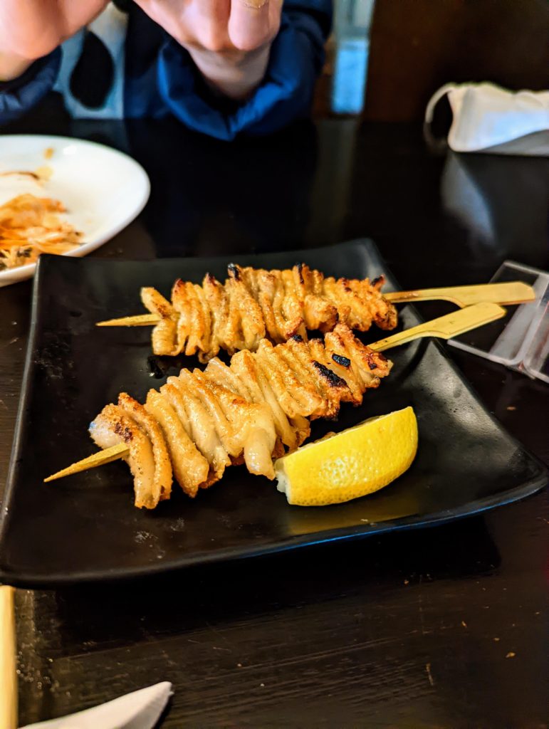 Chicken skin yakitori