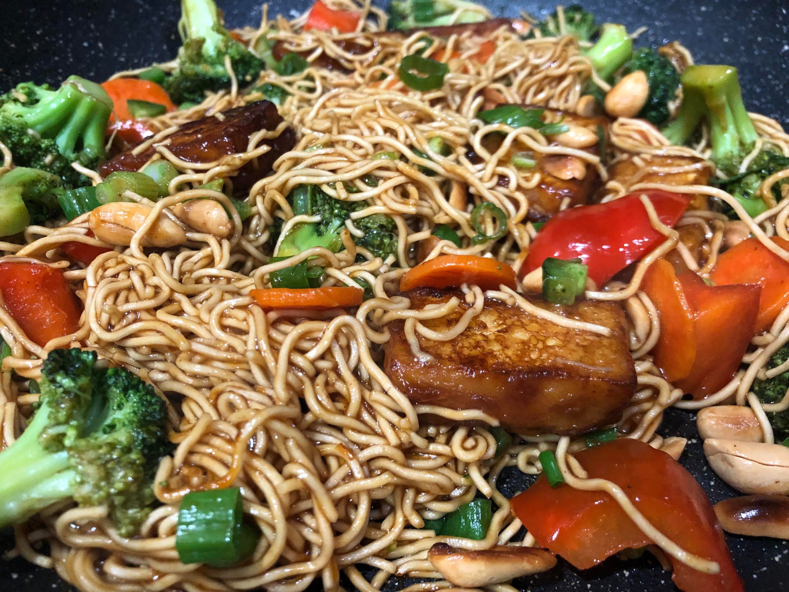 Kung pao crispy tofu and noodles Dining and Cooking