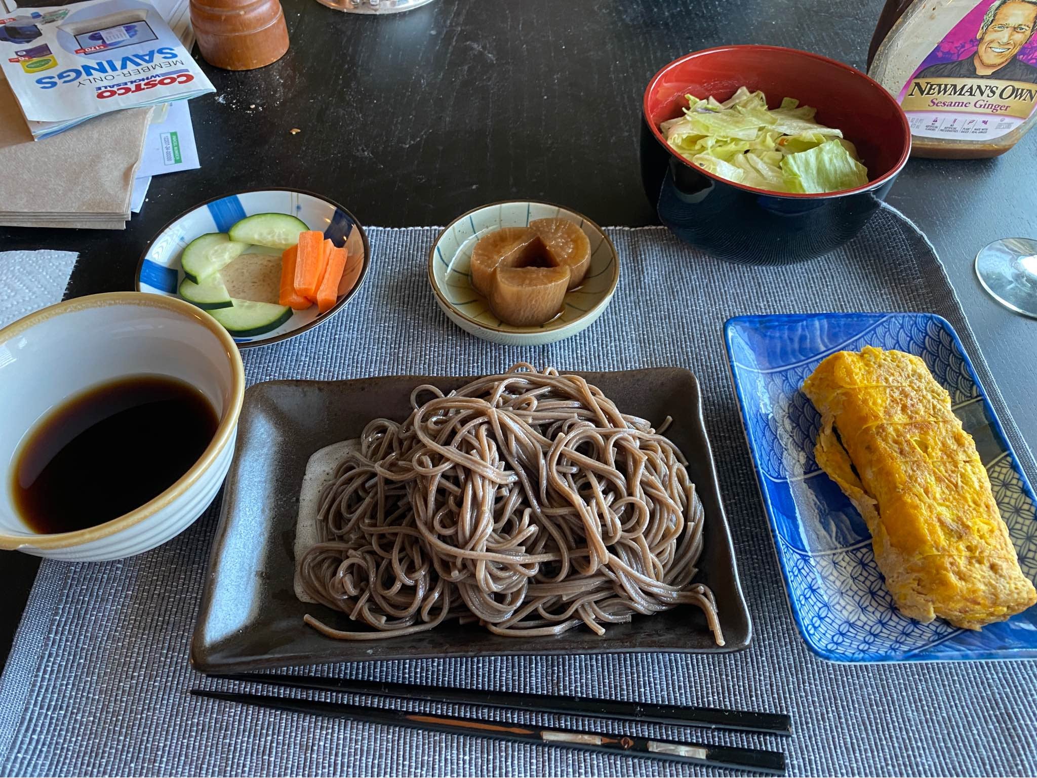Hot weather dinner... Cold soba noodles and dipping sauce (homemade
