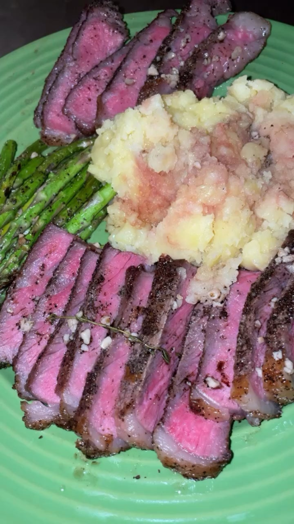 Reverse sear NY strip