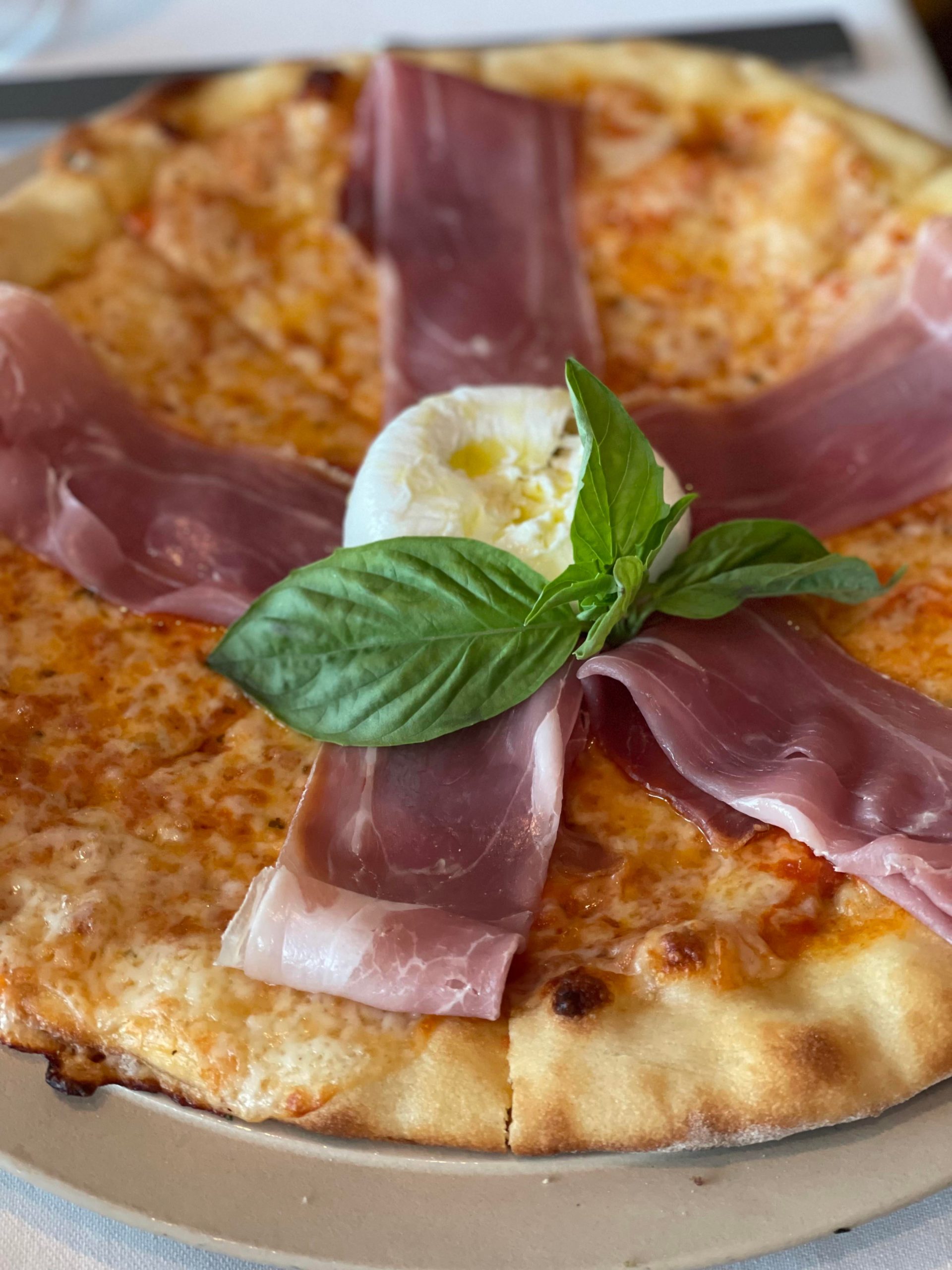 Prosciutto di Parma, Basil, Burrata Pizza Palo Disney Wonder