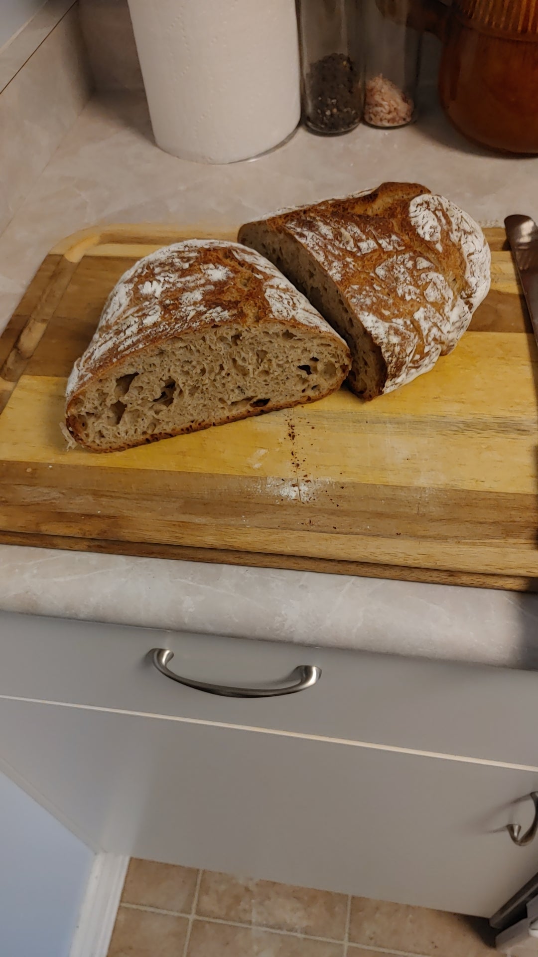 First loaf in years, it's a roasted garlic and rosemary rye. Flavour is