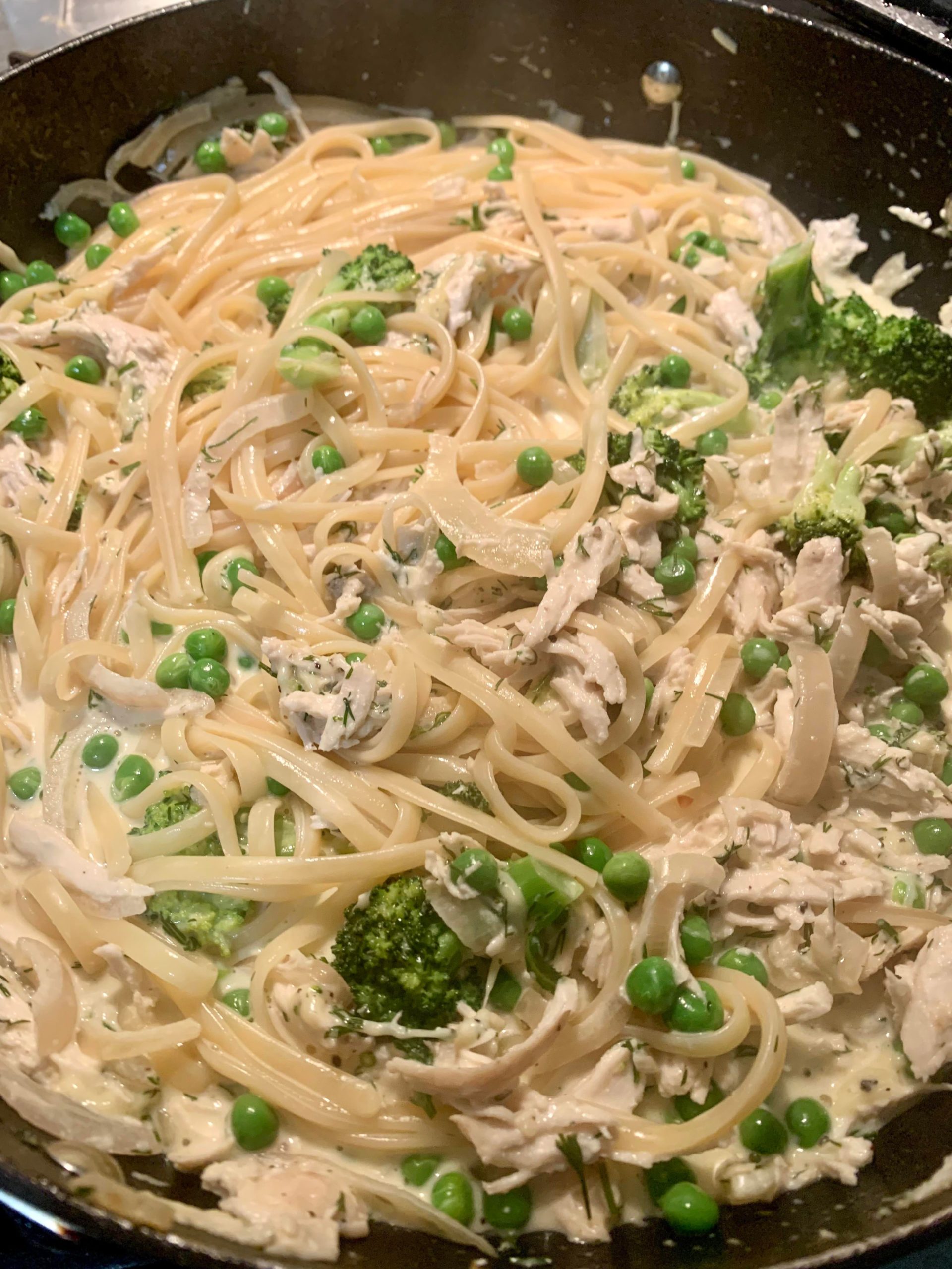 My “healthier” version of Chicken Alfredo … creamy dill & lemon sauce