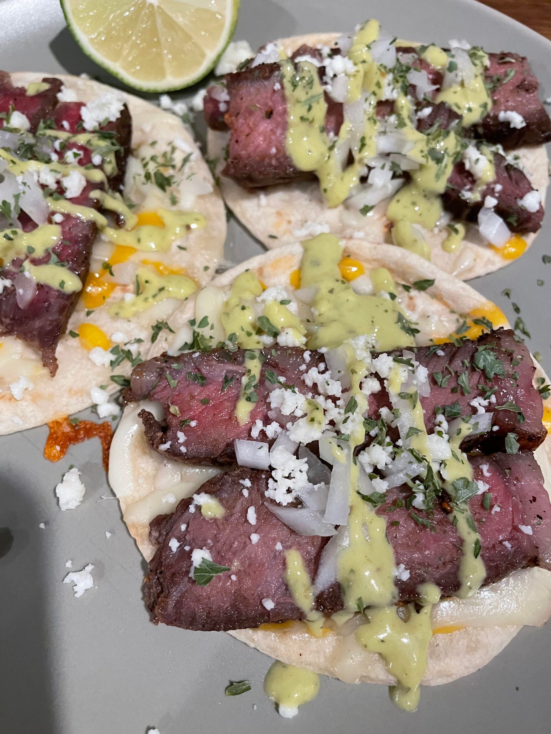 Sous vide rib eye street tacos Dining and Cooking