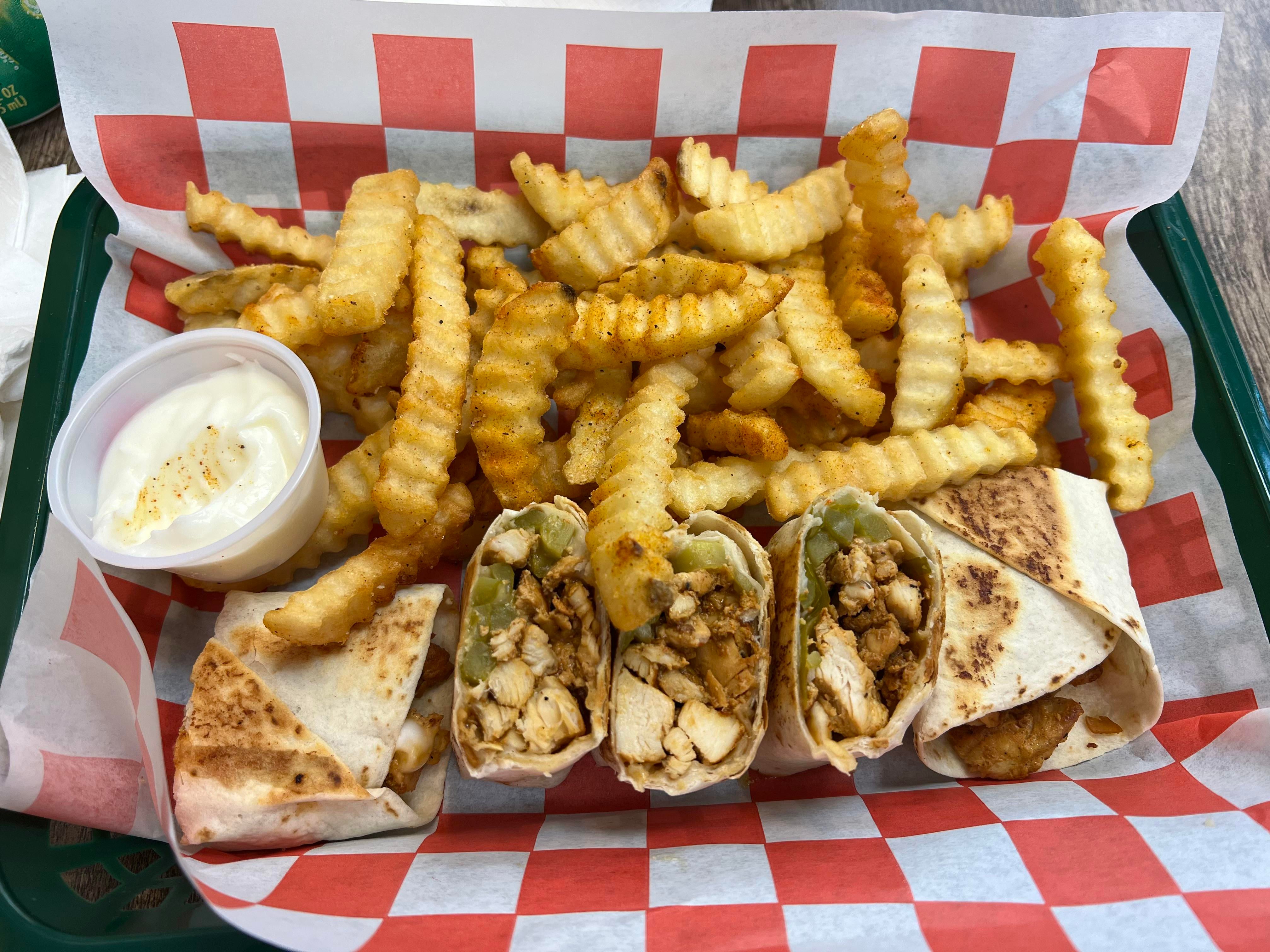 Chicken Shawarma with fries Dining and Cooking