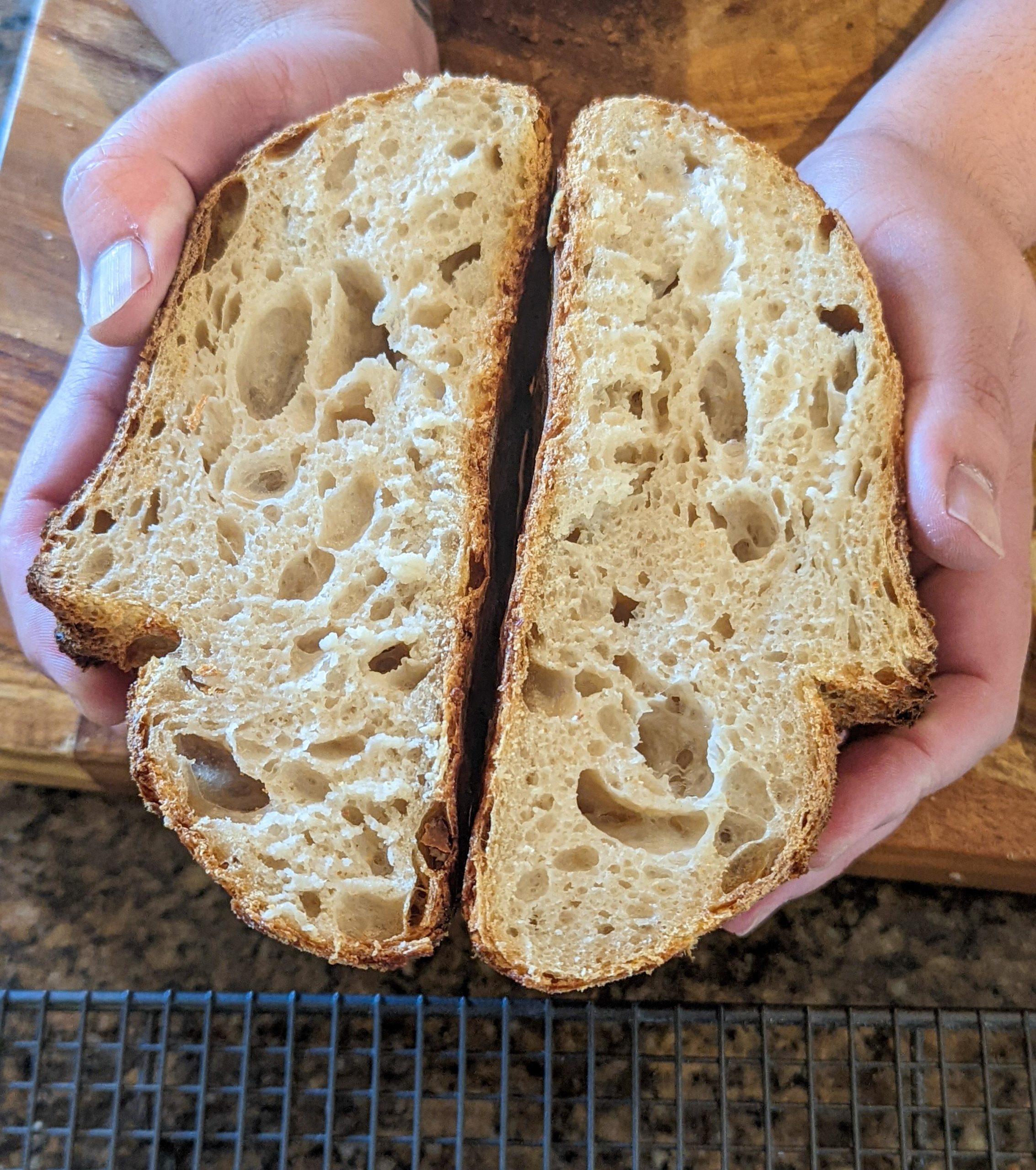 Medium sourdough loaf using Mary Grace Bread's backwards method