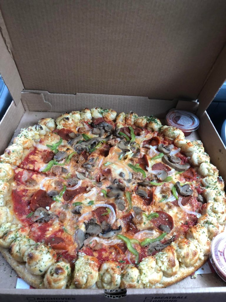 Garlic knot crust pizza!