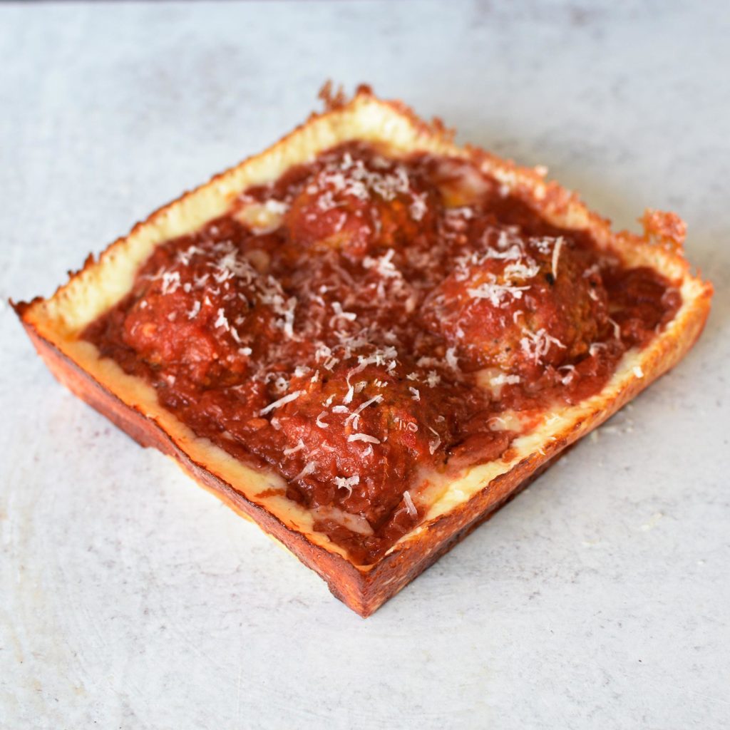 [Homemade] Meatball Parm mini Detroit pizza.