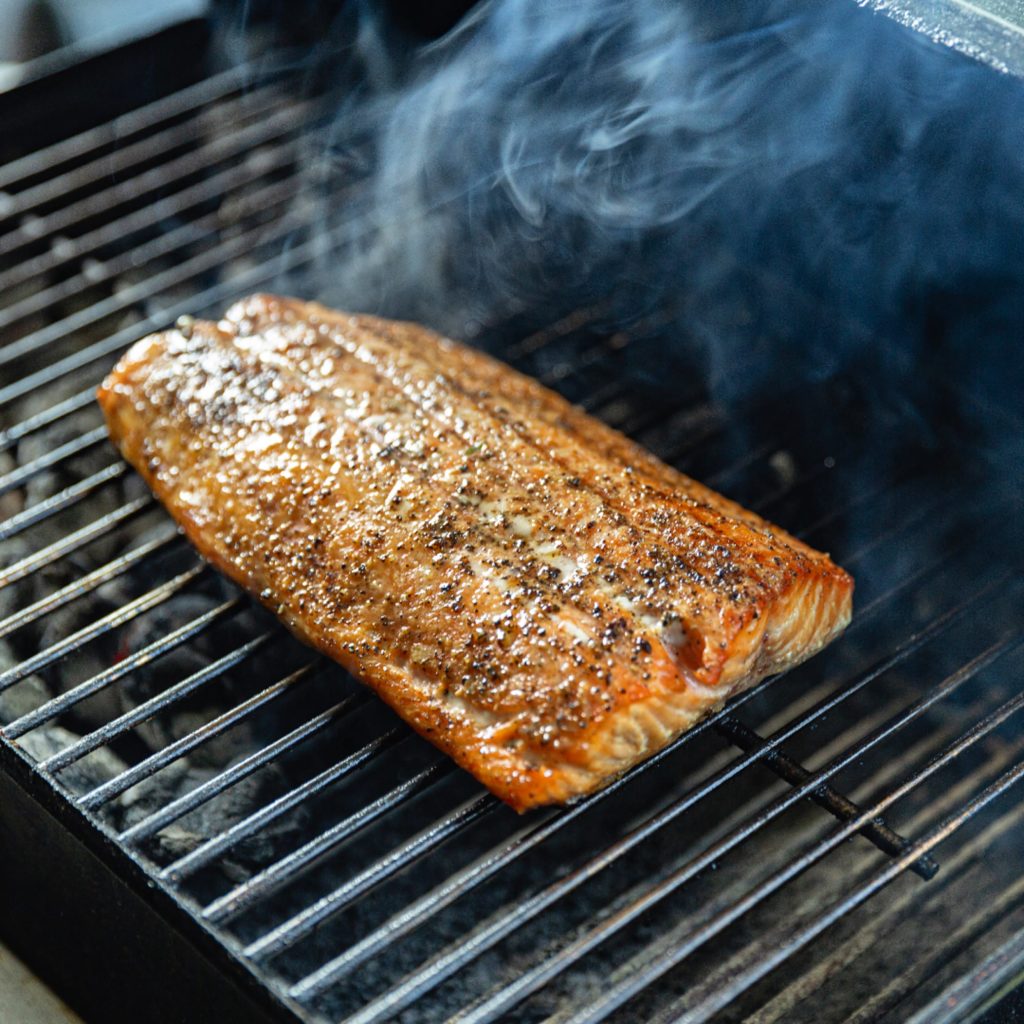 salmon on charcoal grill (weber GA)