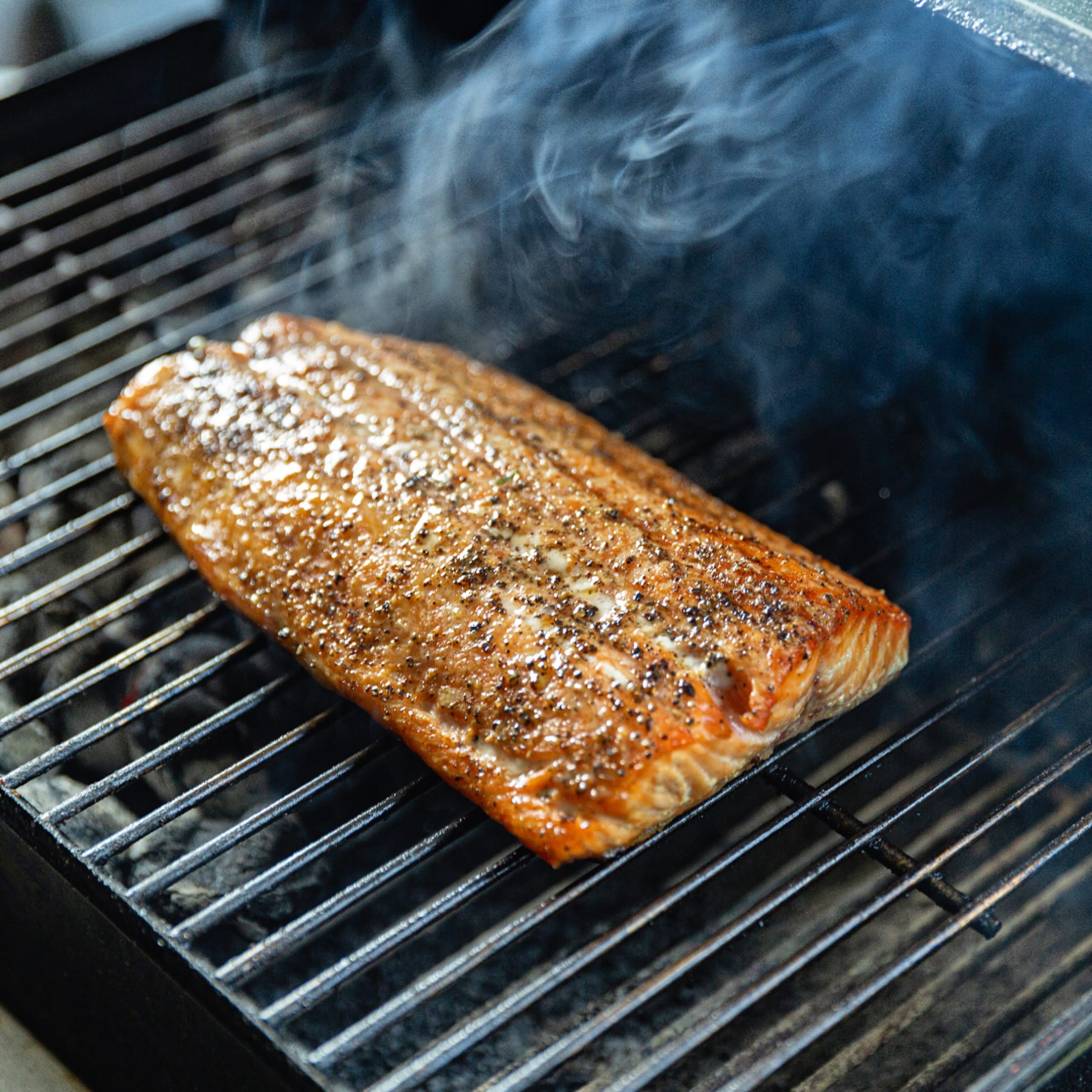 salmon on charcoal grill (weber GA) Dining and Cooking