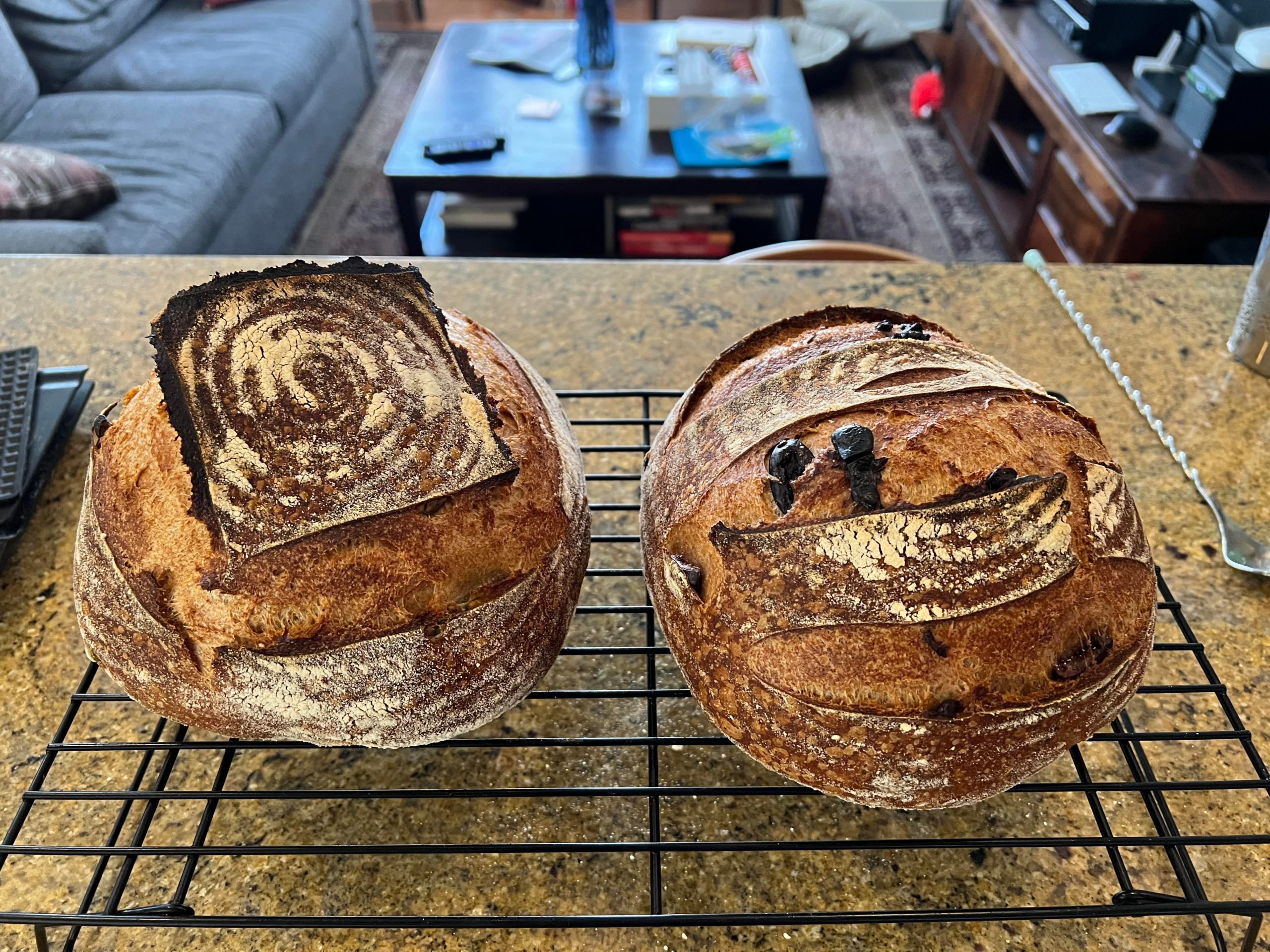 Kalamata and castelvetrano olive sourdough breads Dining and Cooking