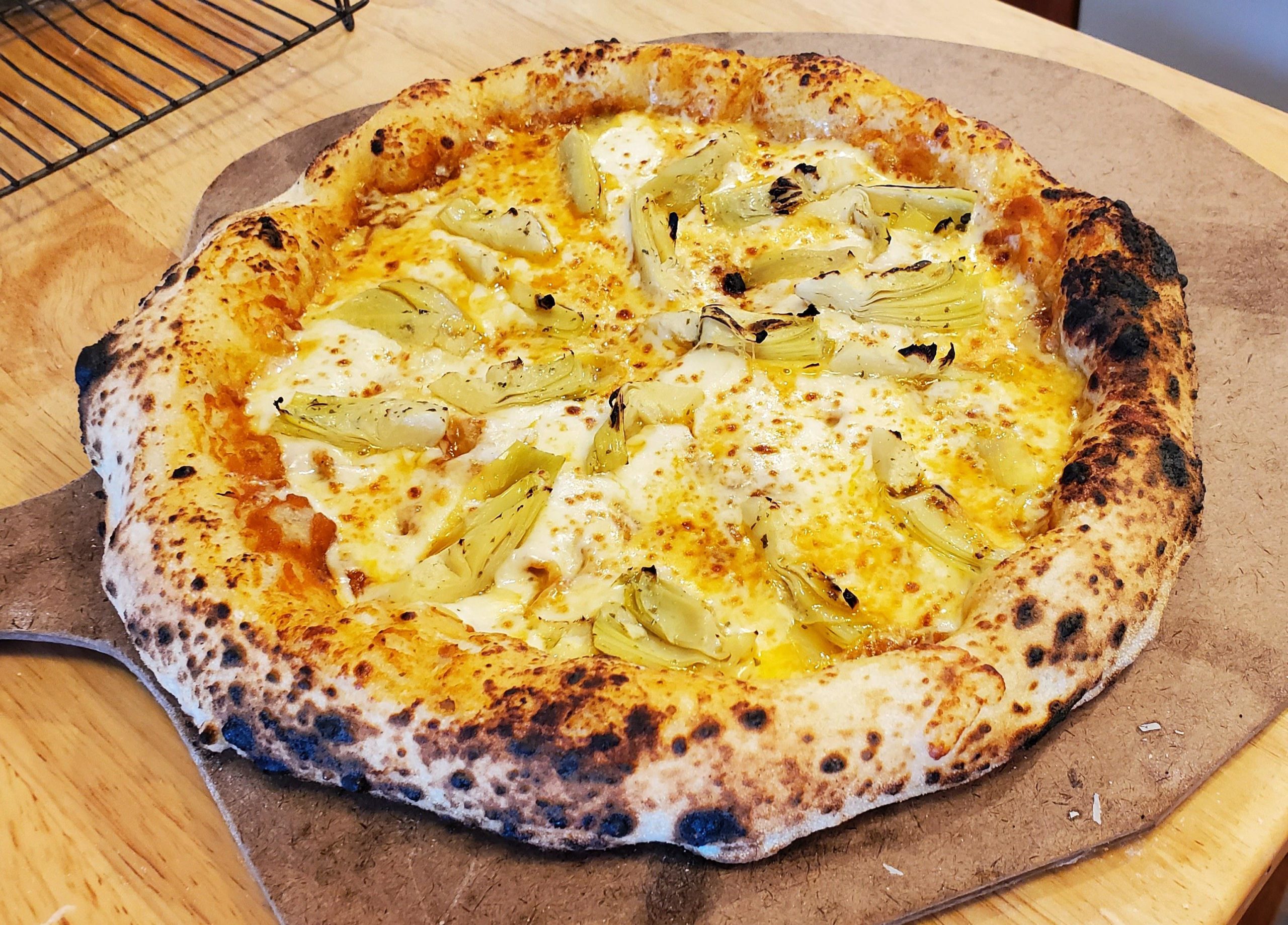 Sourdough pizza with artichoke hearts Dining and Cooking