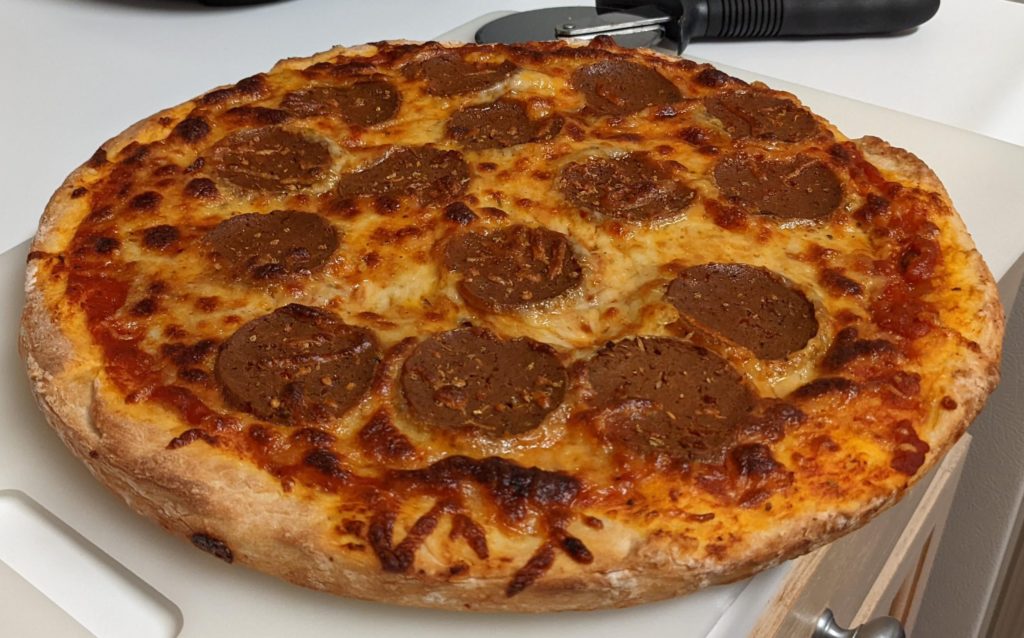 Vegan Pepperoni with mozz cheese pie