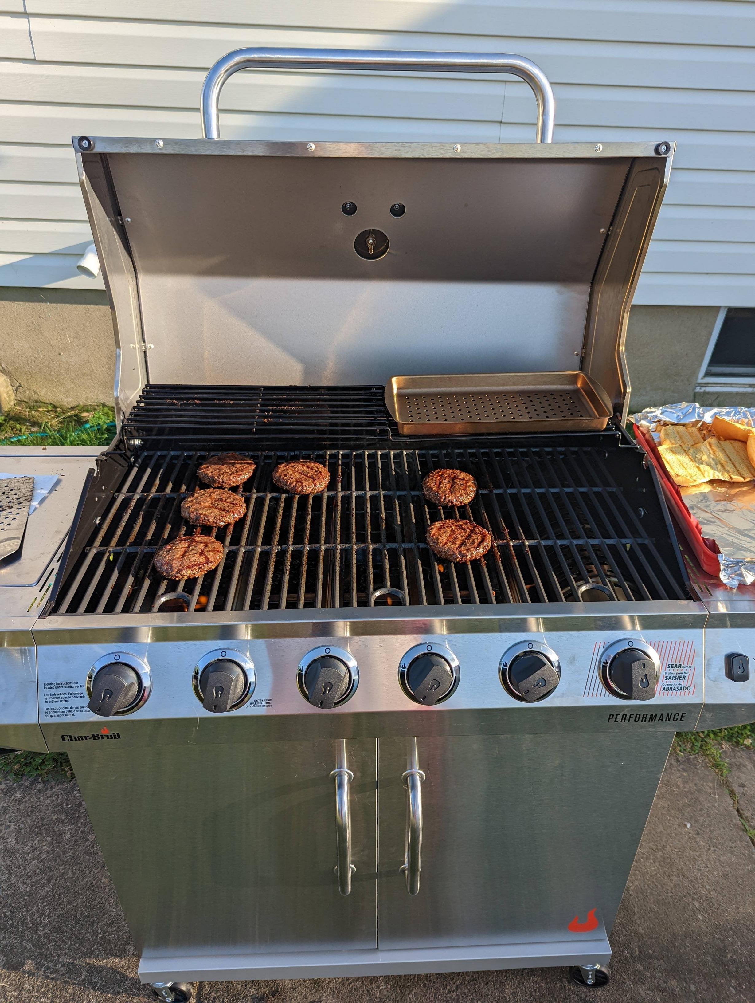 Breaking in the new grill with some burgers. Dining and Cooking