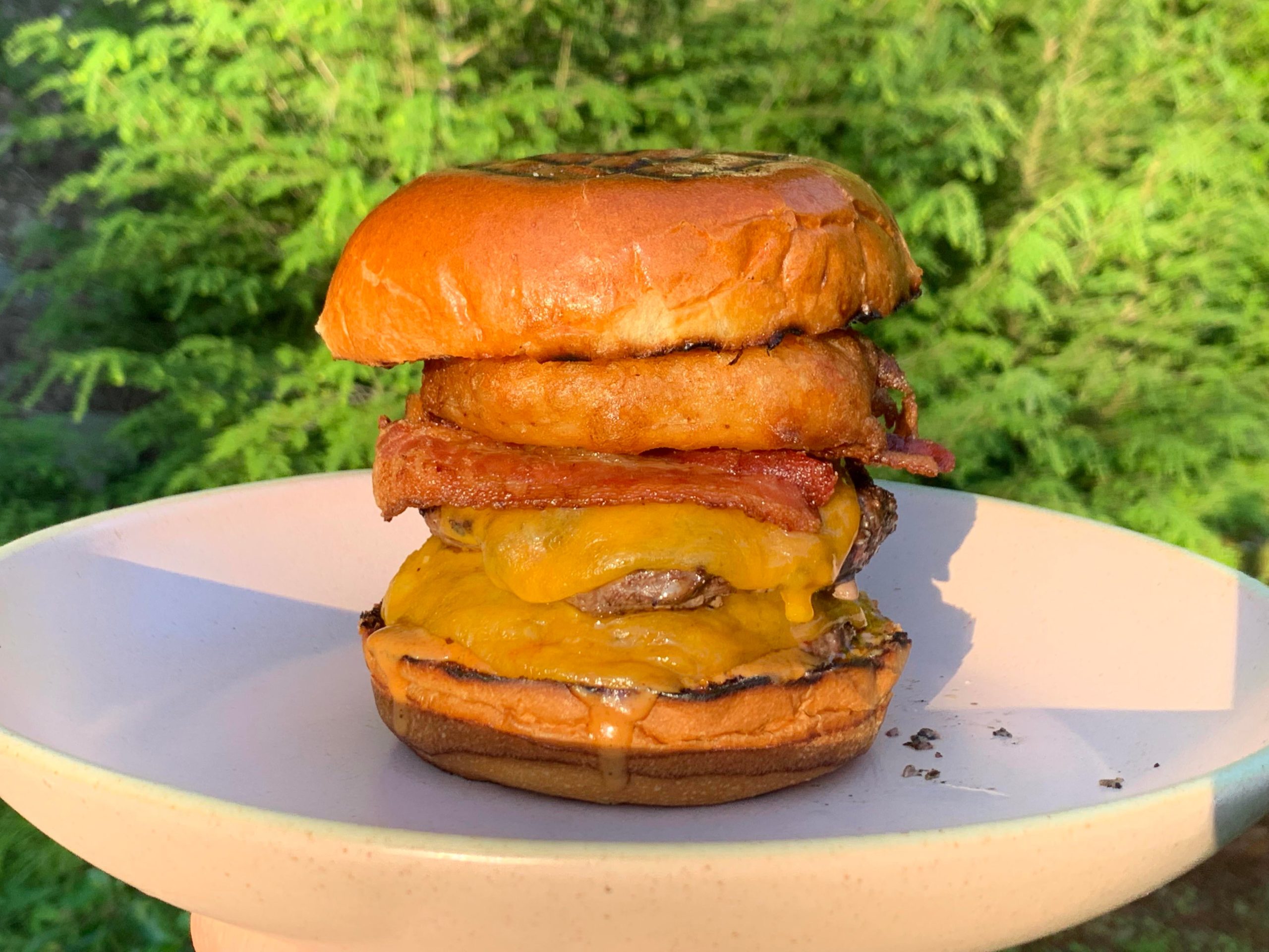 Double bacon western cheeseburger Dining and Cooking