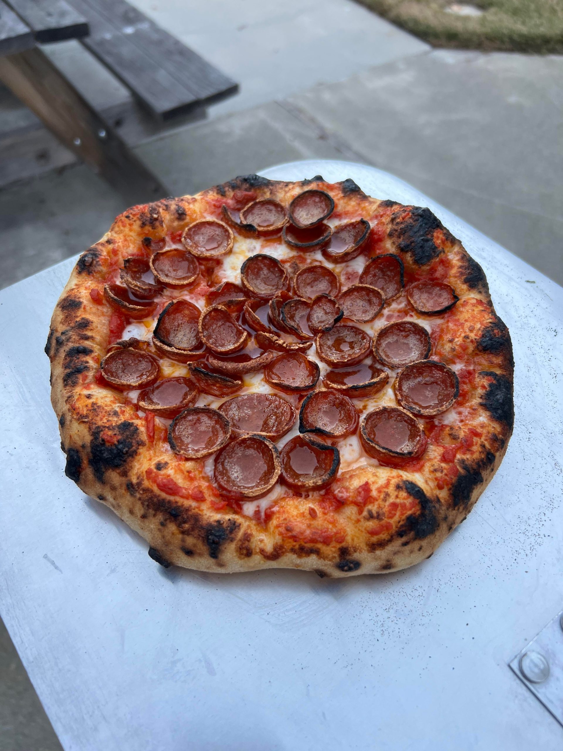 Pepperoni straight out of the Ooni Fyra Dining and Cooking
